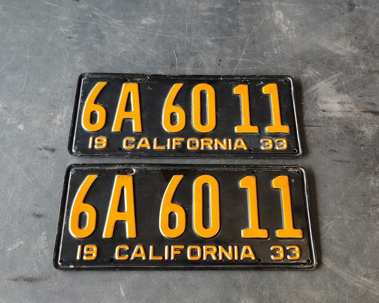 Antique 1933 California License Plates 