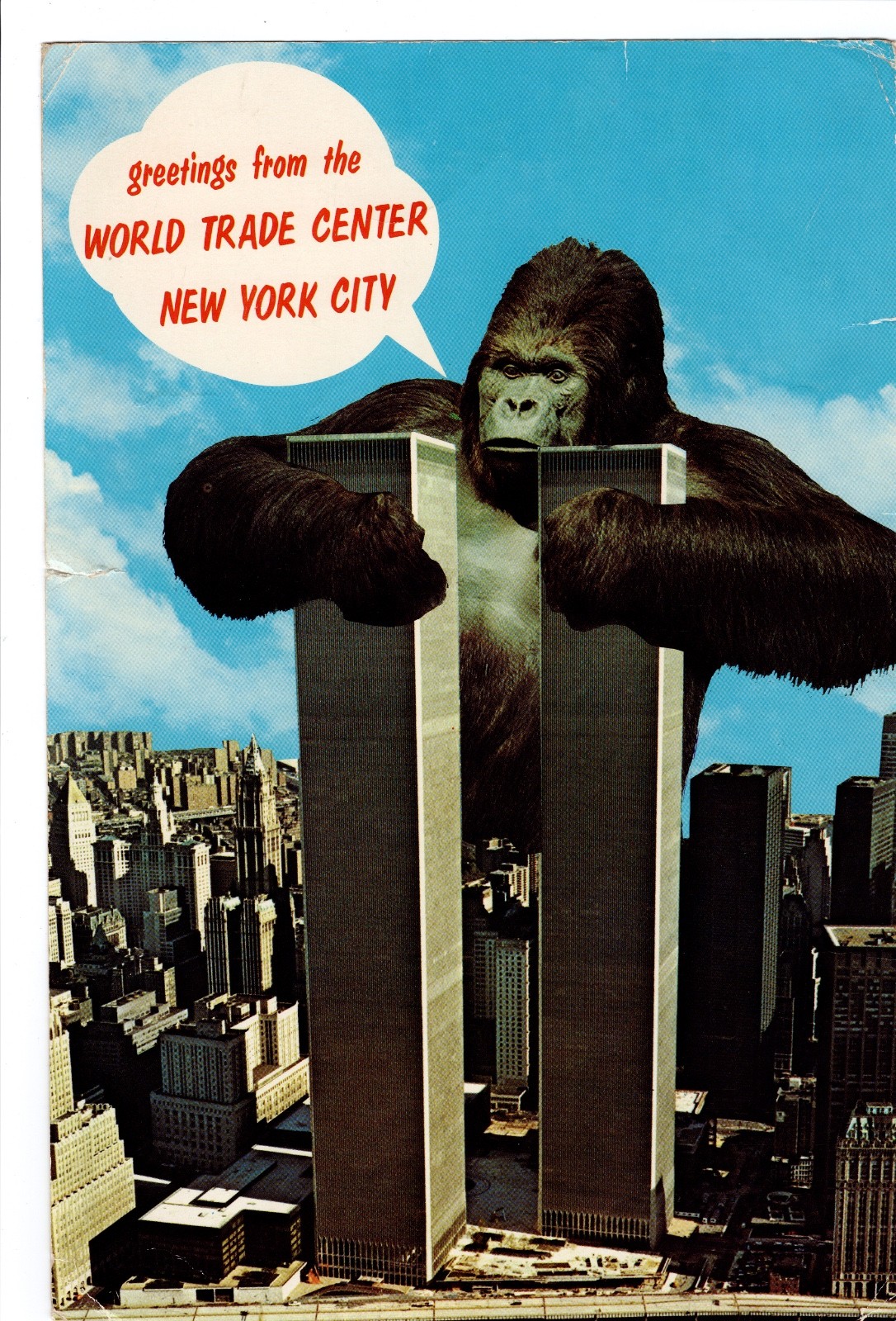 1978 WORLD TRADE CENTER  KING KONG  Novelty 6x9 Postcard (25th anniversary 9/11)