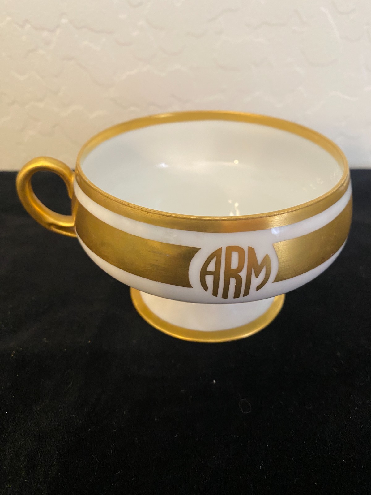 Antique ~ Royal Bavarian ~ Patent Applied for. ~ Monogram ARM ~ Cup ~ White/gold