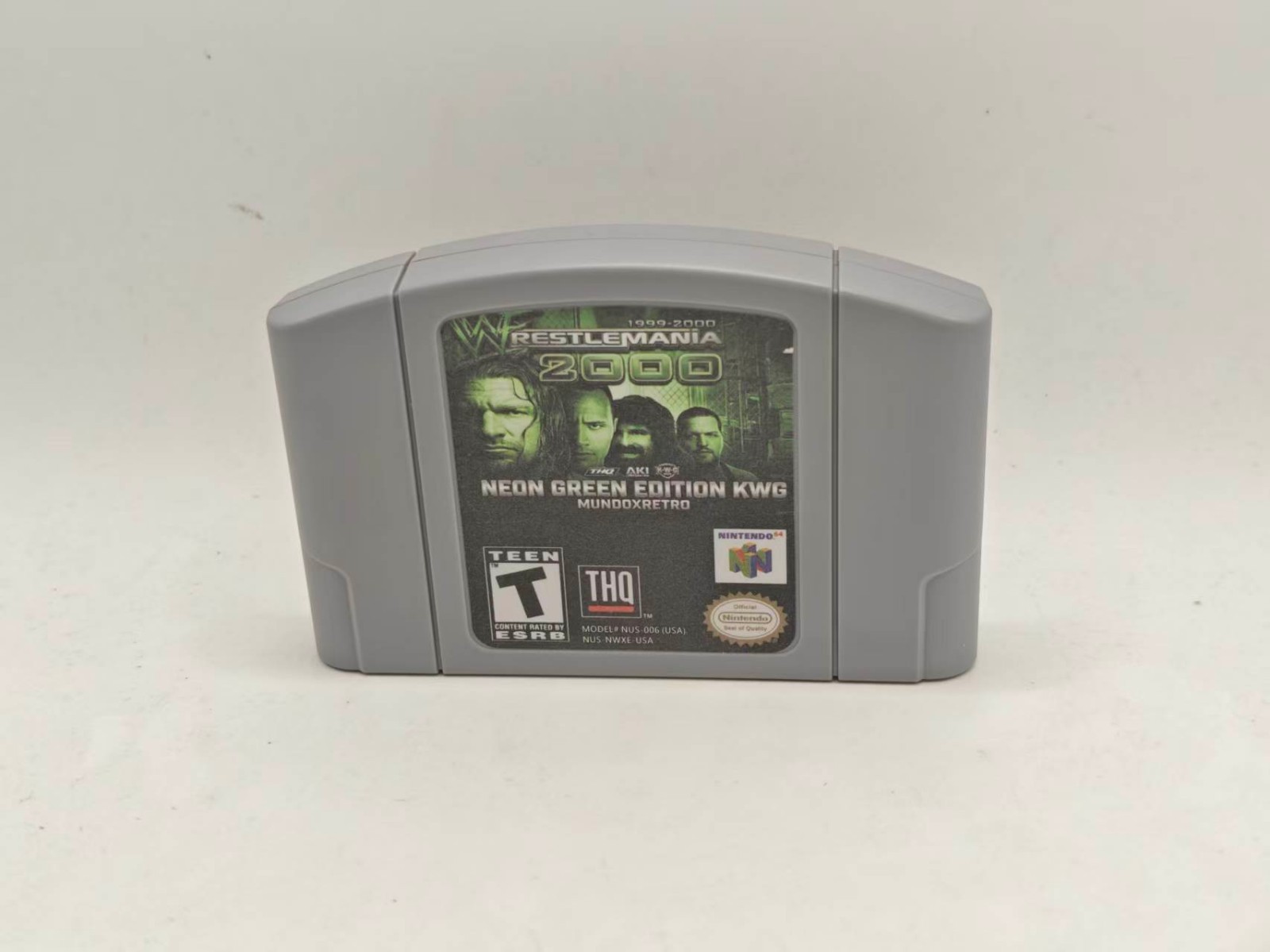 Wrestlemania 2K Neon Green for N64 Game Cartridge Retro Game Tested Working