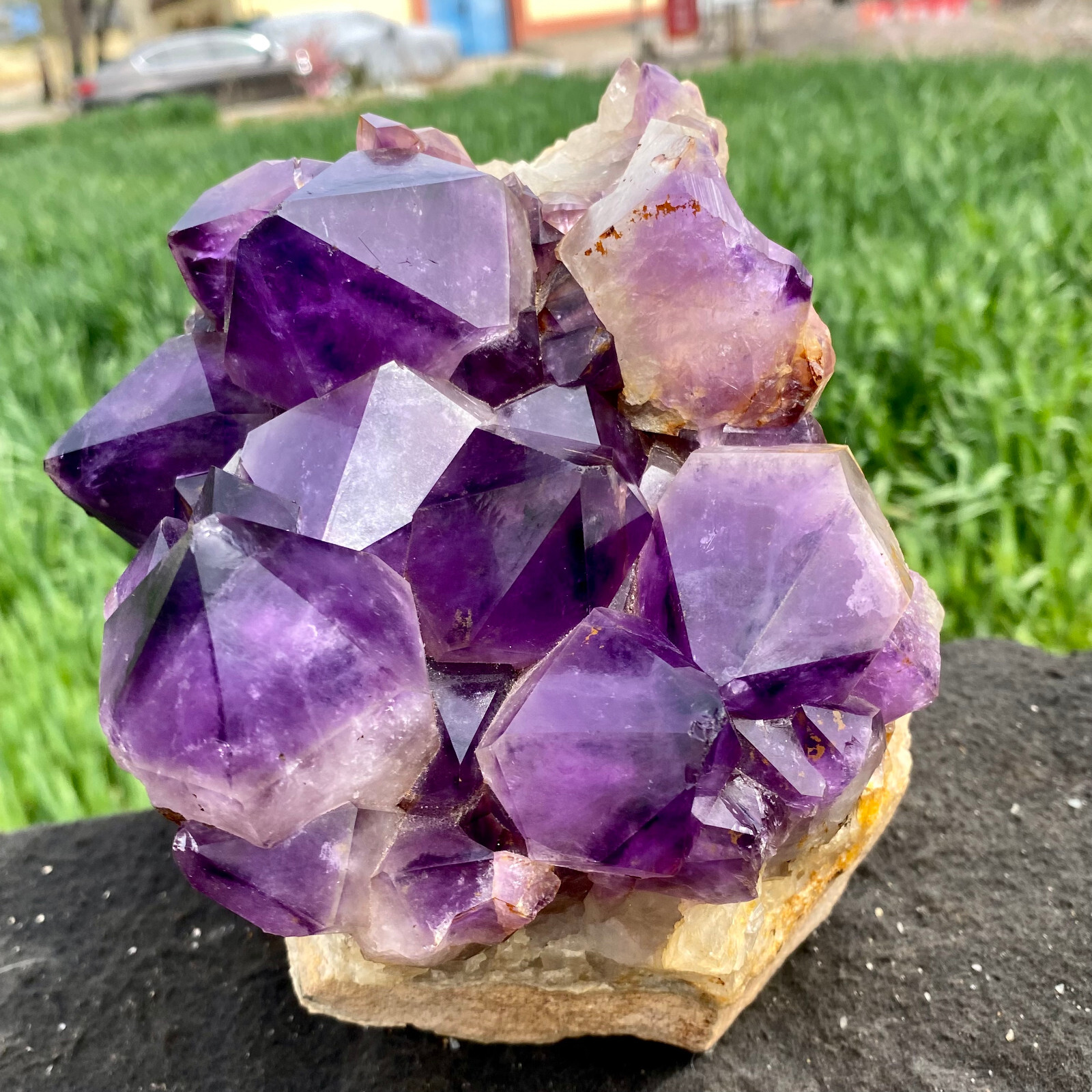 7.16LB Natural amethyst Cluster Quartz Crystal backbone mineral Specimen Healing