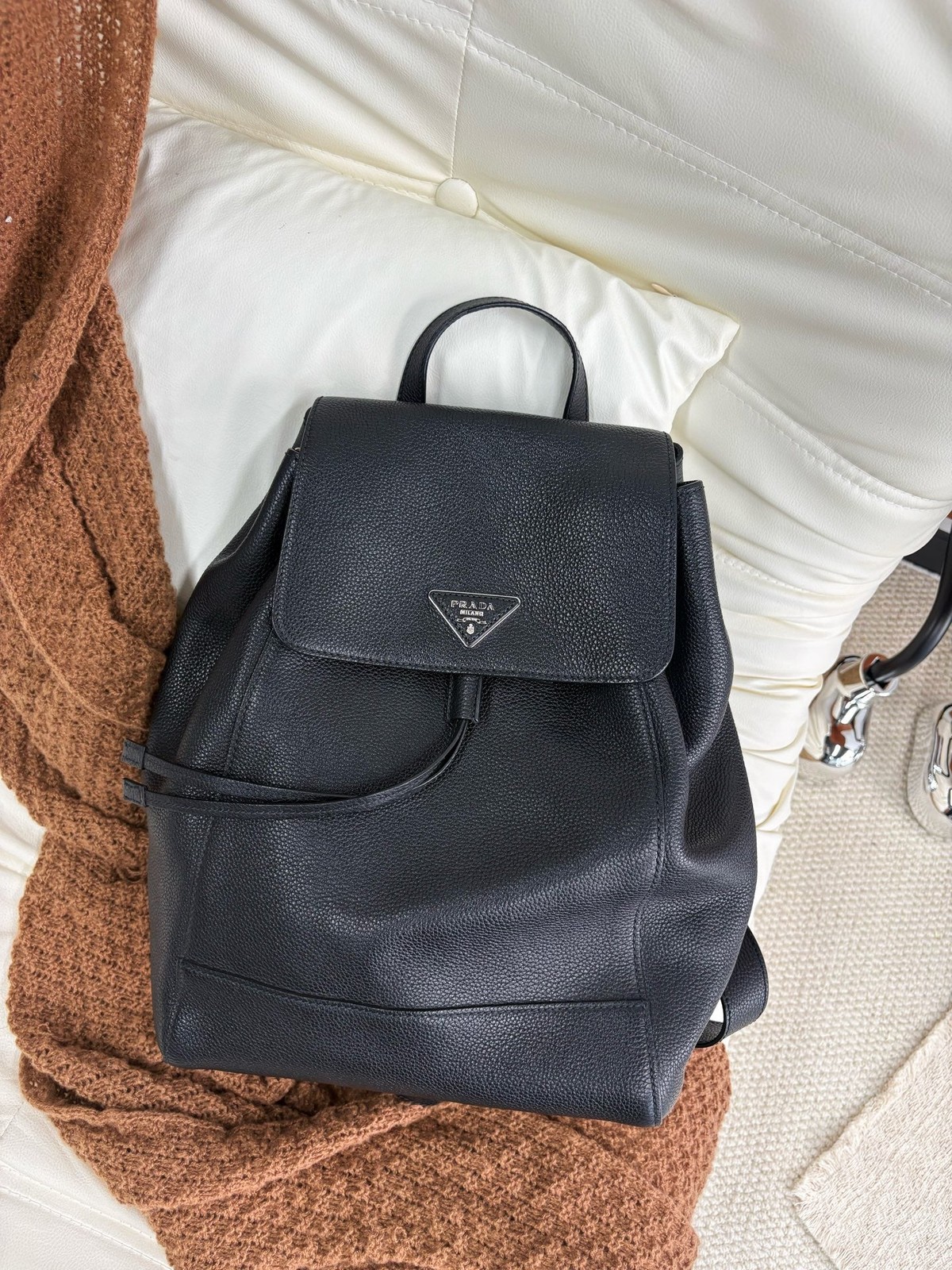 Pre-Owned Prada Drawstring Flap Backpack