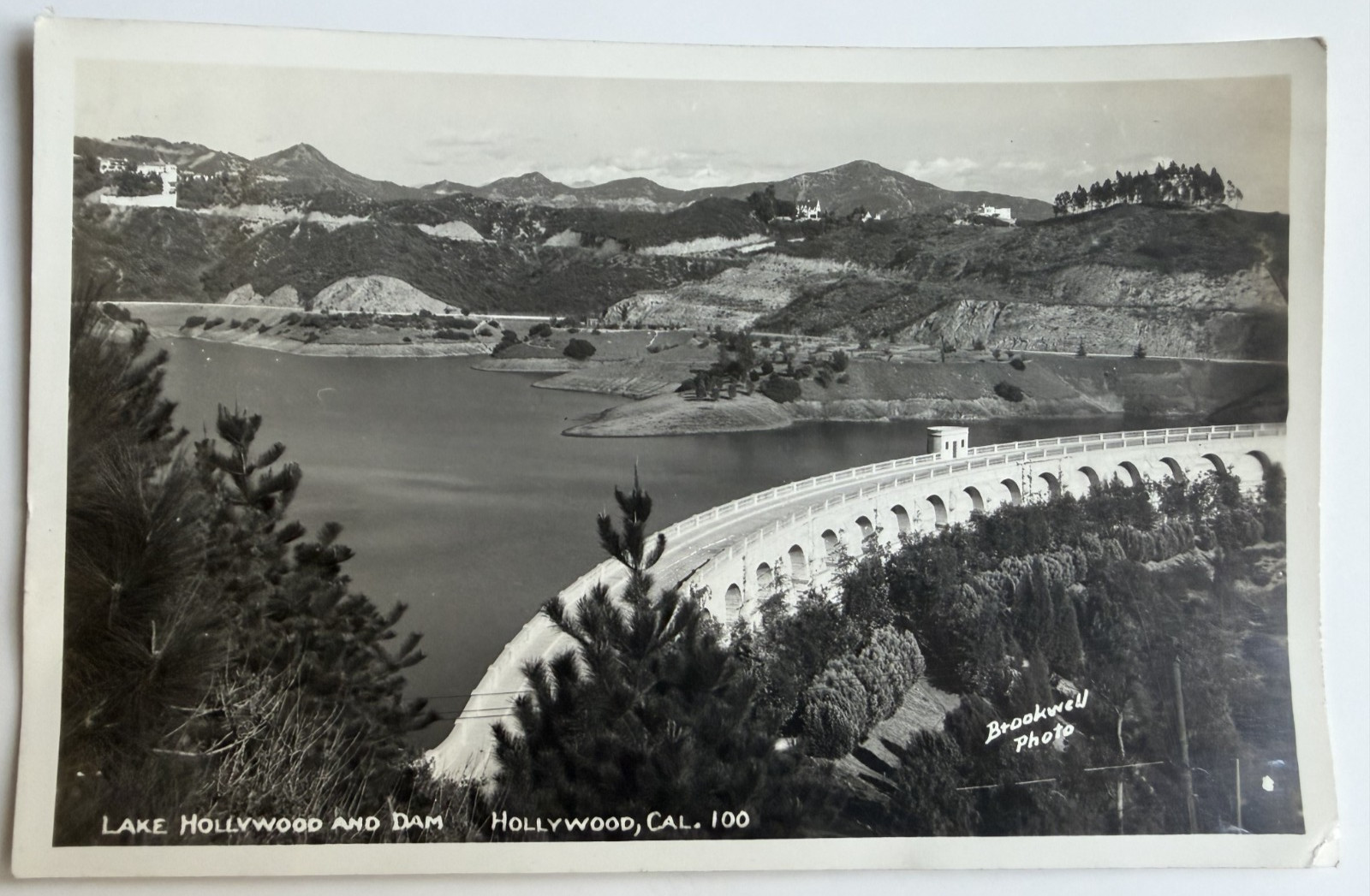 c1930s RPPC Lake Hollywood and Dam Hollywood CA California Postcard Real Photo