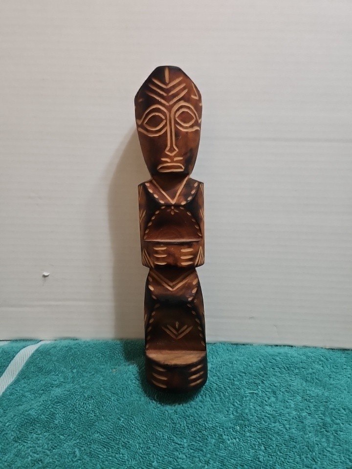Hand Carved Wooden Bora Bora Tiki Statue French Polynesian Pacific Islands