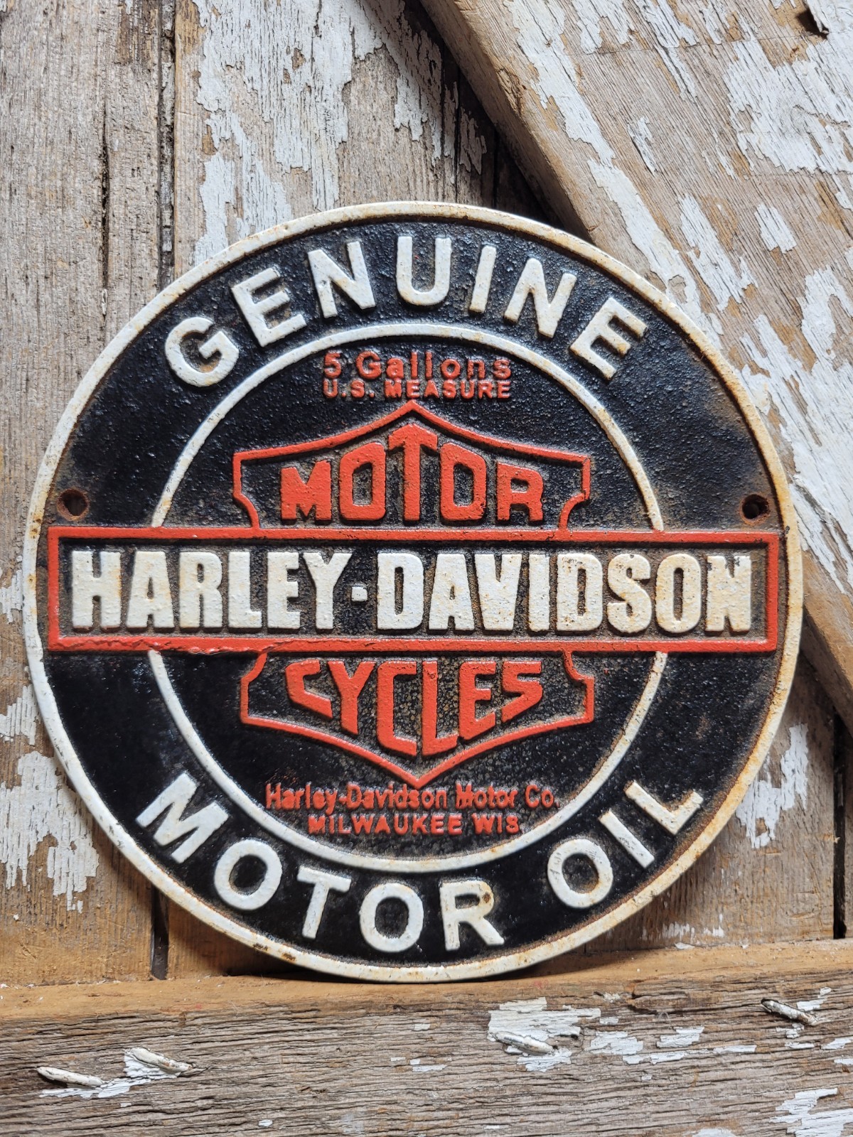 VINTAGE HARLEY DAVIDSON SIGN OLD CAST IRON PLAQUE 9.5