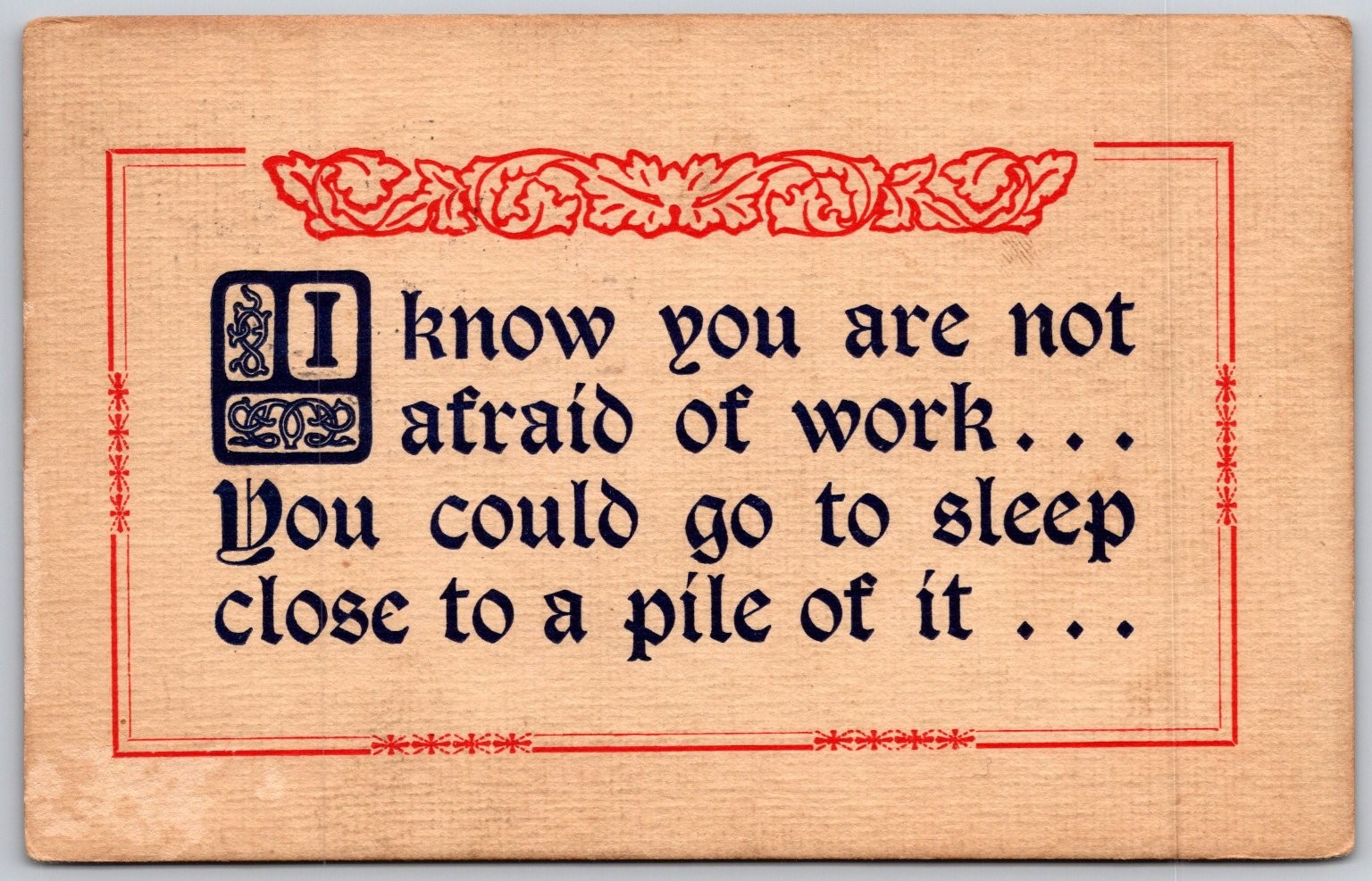 1911 Humorous Work Sleep Sarcasm Postcard New Mayville PA Postmark