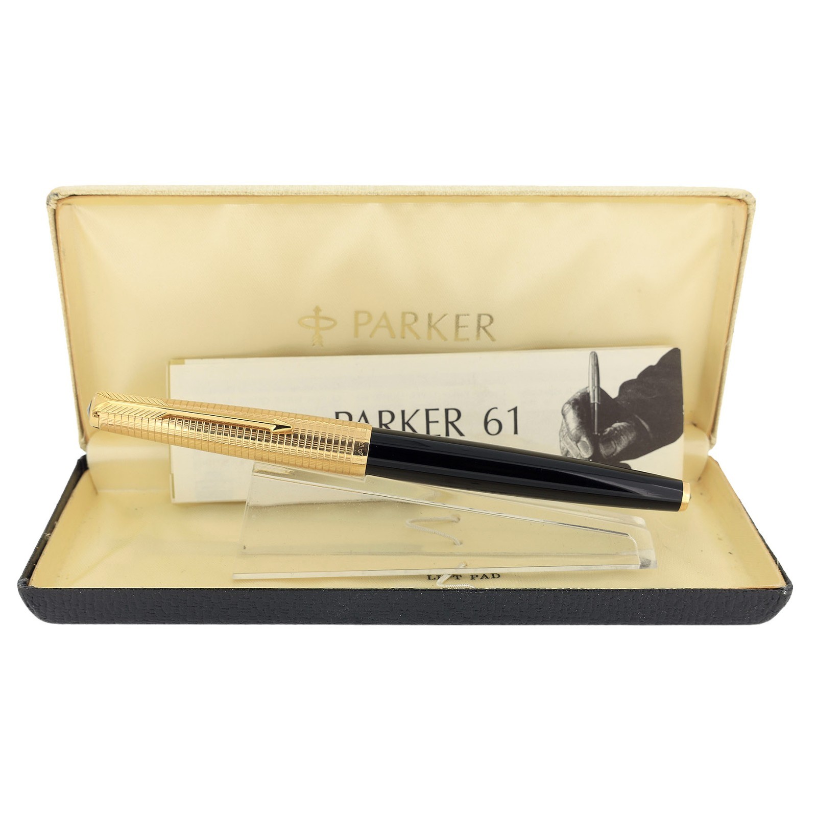 NEVER INKED 1972 PARKER 61 CONSORT CONVERTER FILLER 14K F NIB FOUNTAIN PEN MINT