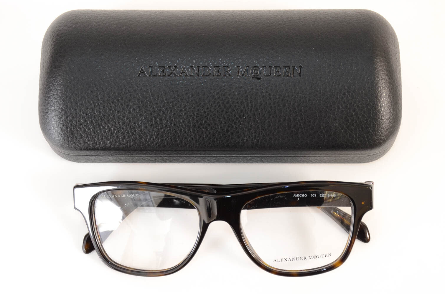 Alexander McQueen AM0039O brown havana square frame optical eyeglasses NEW $375