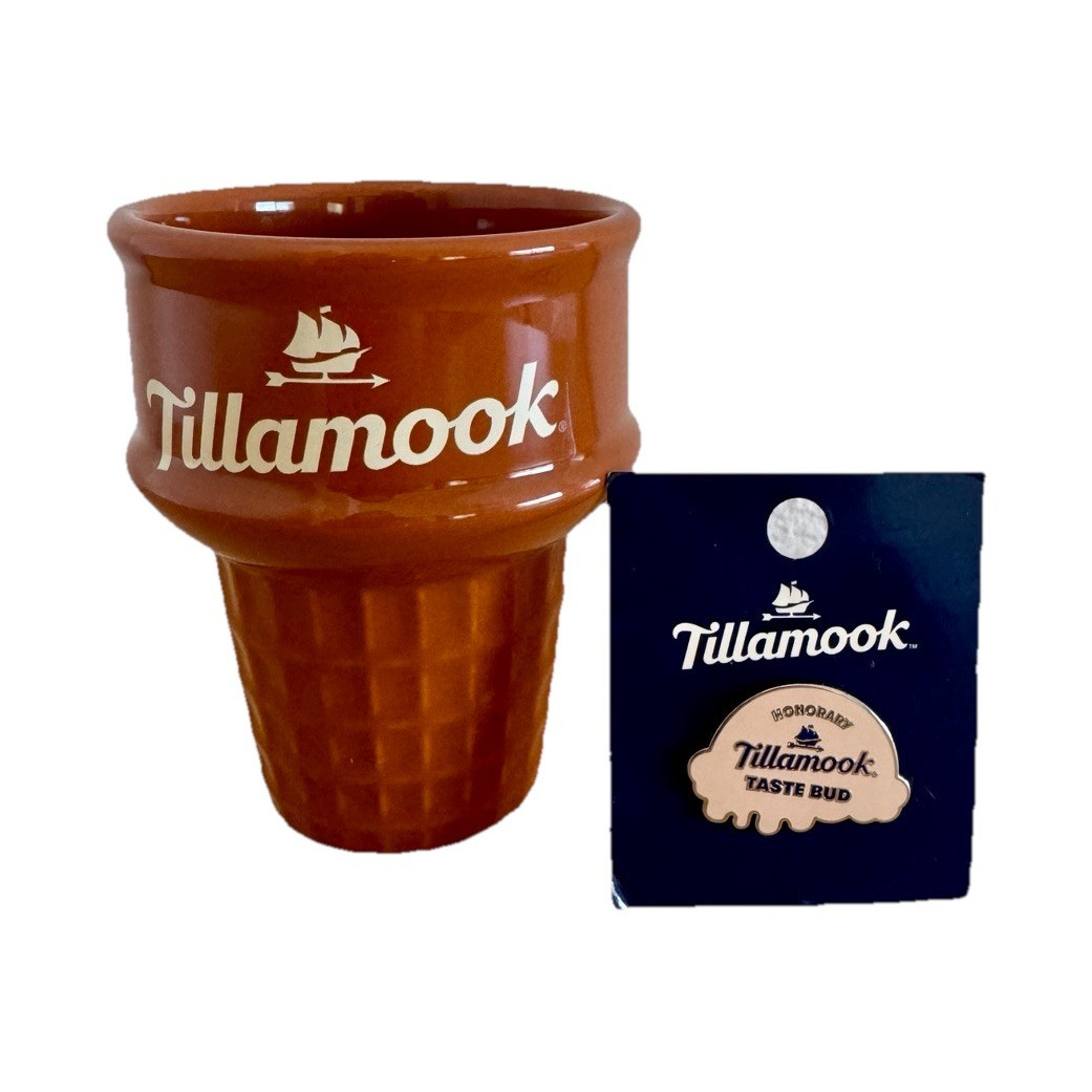 Tillamook Taste Bud Pin on Card & Chocolate Collection Ice Cream Cup, 
