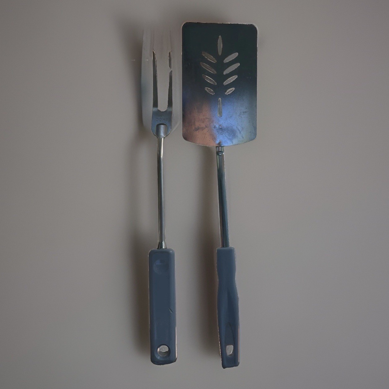 Vintage Ekco Spatula And Serving Fork Set Light Blue Vintage Ekco Spatula And Serving Fork Set Light Blue