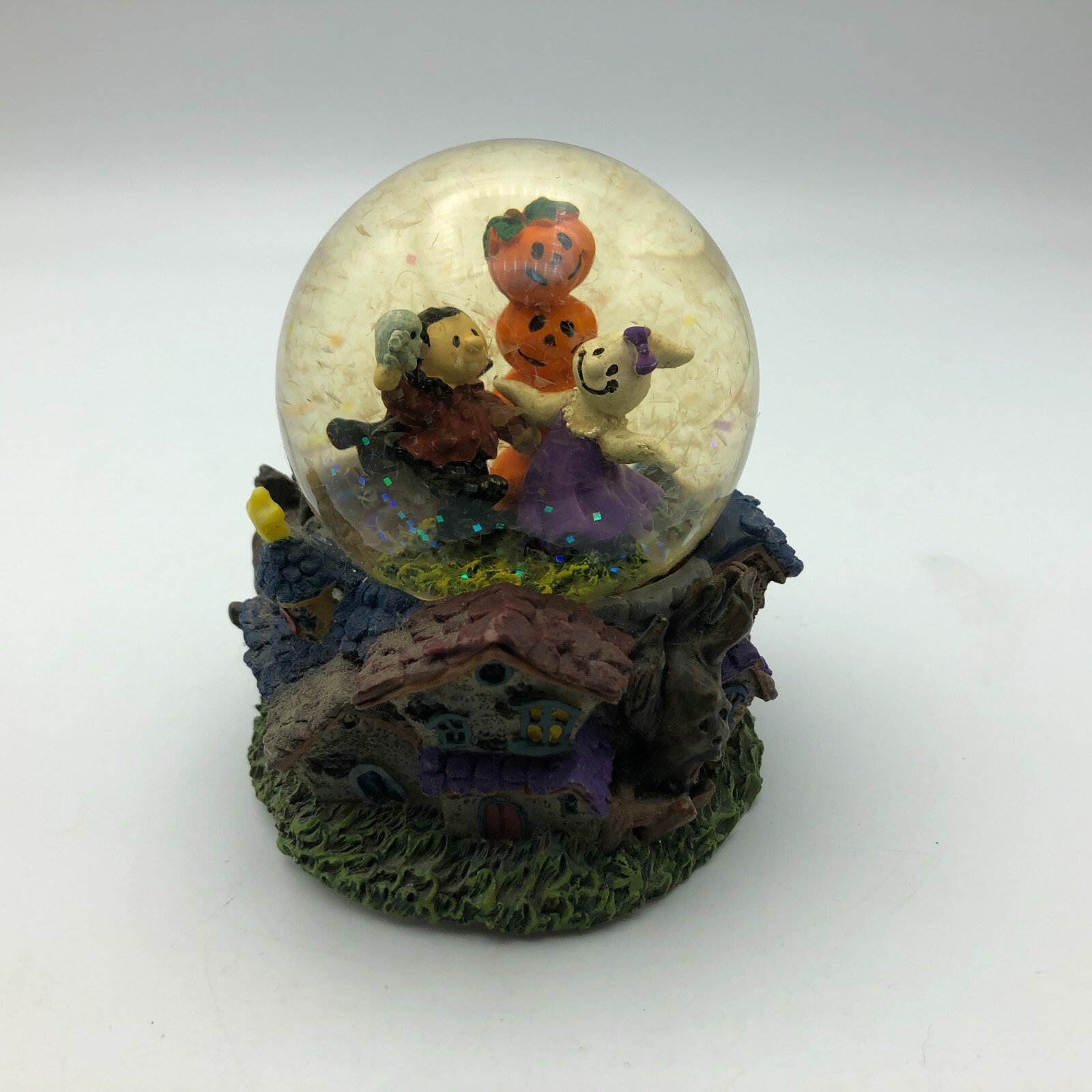 Halloween Snow Globe Stacked Pumpkin Jack O Lanterns Ghost Vampire Small Cute