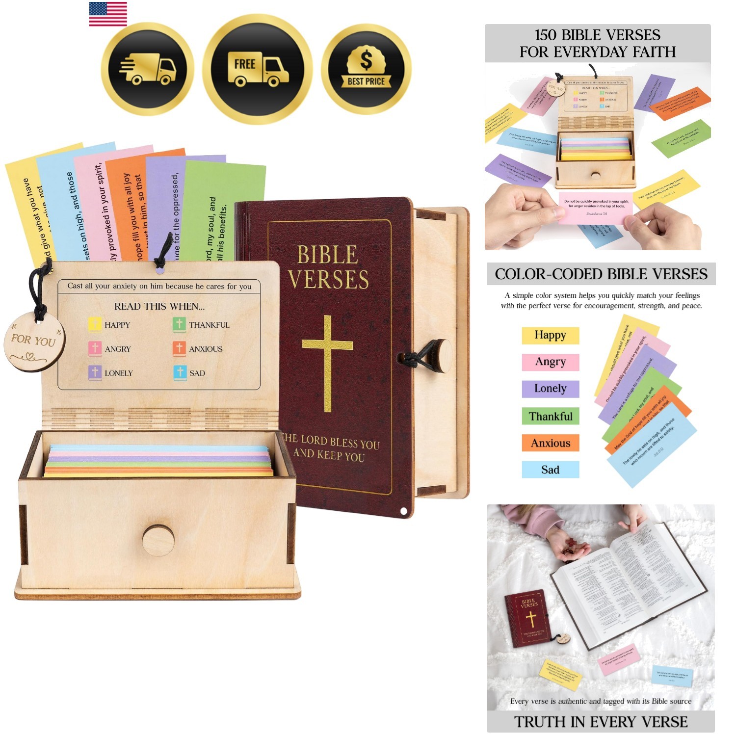 150 Pcs Christian Bible Verses Box, Easter Gifts for Catholic Men Women