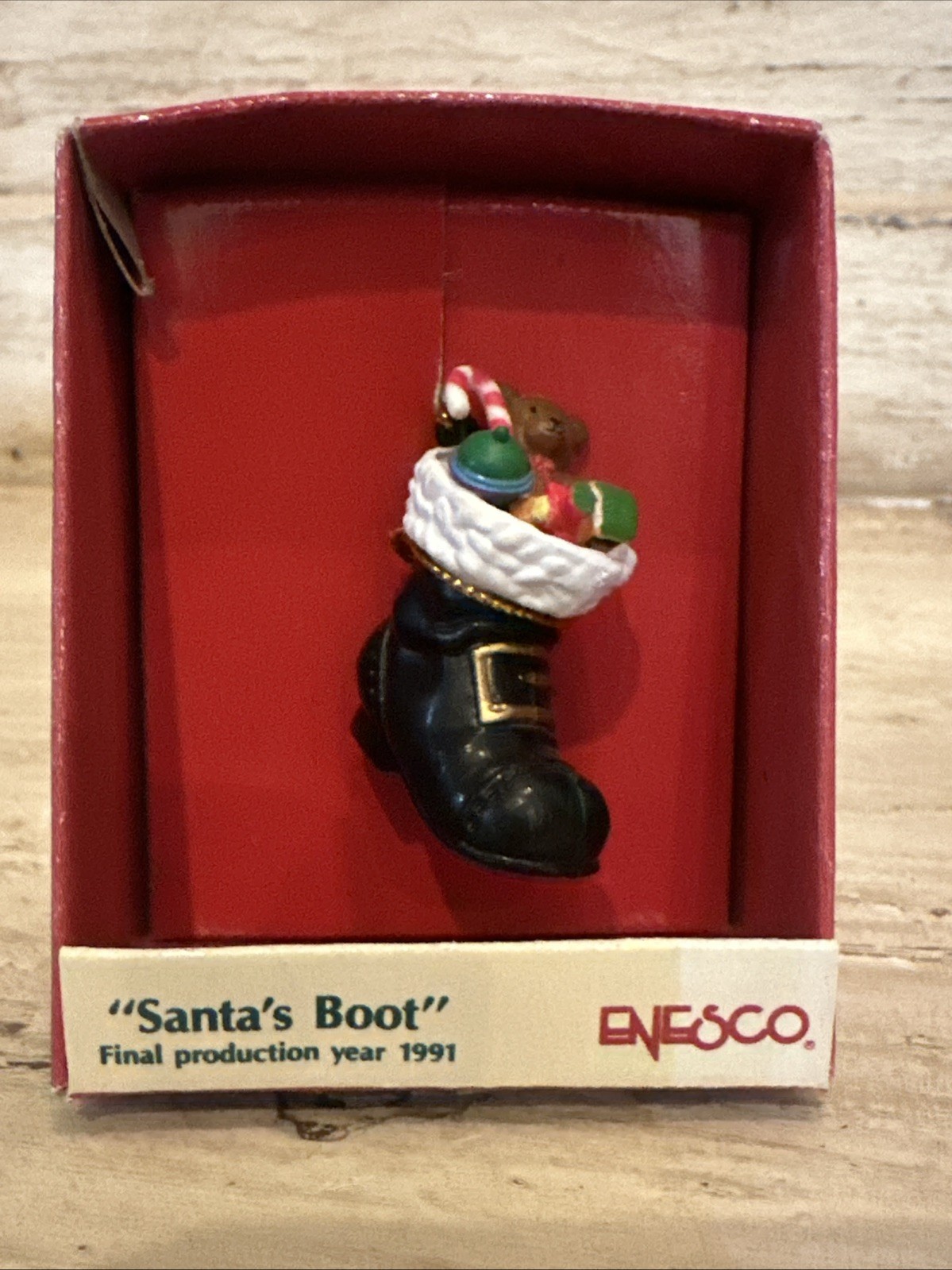 Vintage 1990 Enesco Small Wonders Miniature Collectibles Santa\'s Boot Ornament