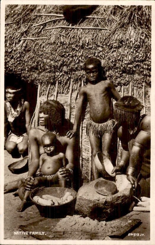 South Africa - Native Family - RPPC Real Photo Postcard