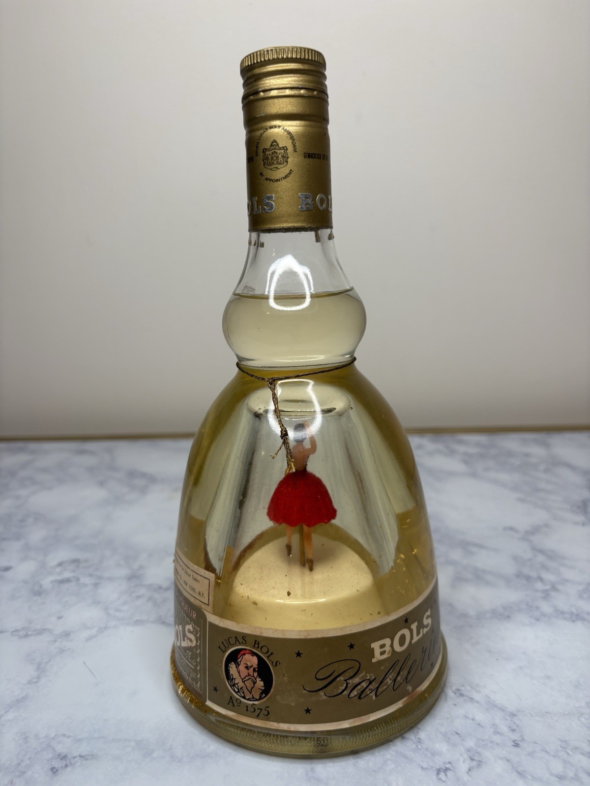 Vintage Bols Ballerina Gold Liqueur Bottle - Working Music Box Dancing Ballerina