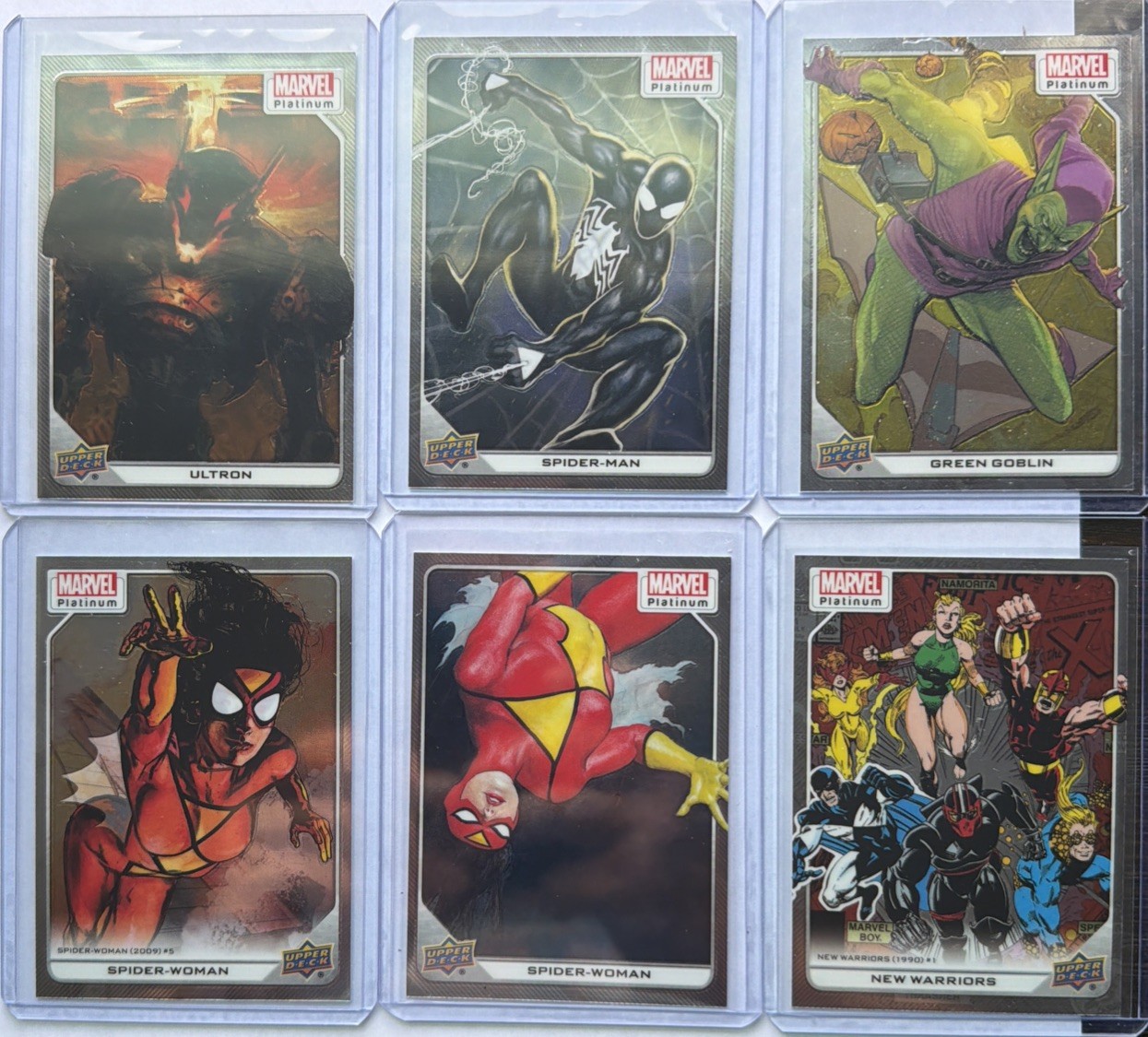 UD 2022 Marvel Platinum 6 BASE Cards Spider Man Green Goblin Spider Woman