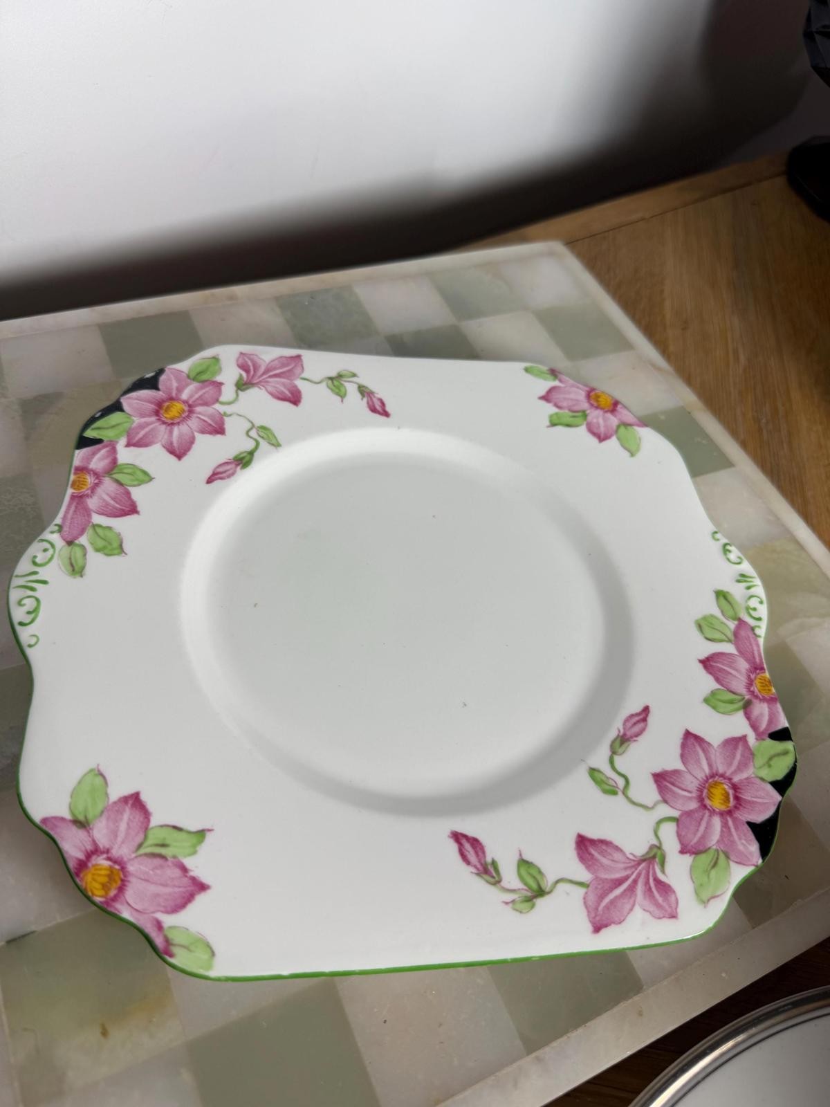 Vintage Gladstone Square Plate Hand-Painted Cake Plate Bone China c.1930s–50s