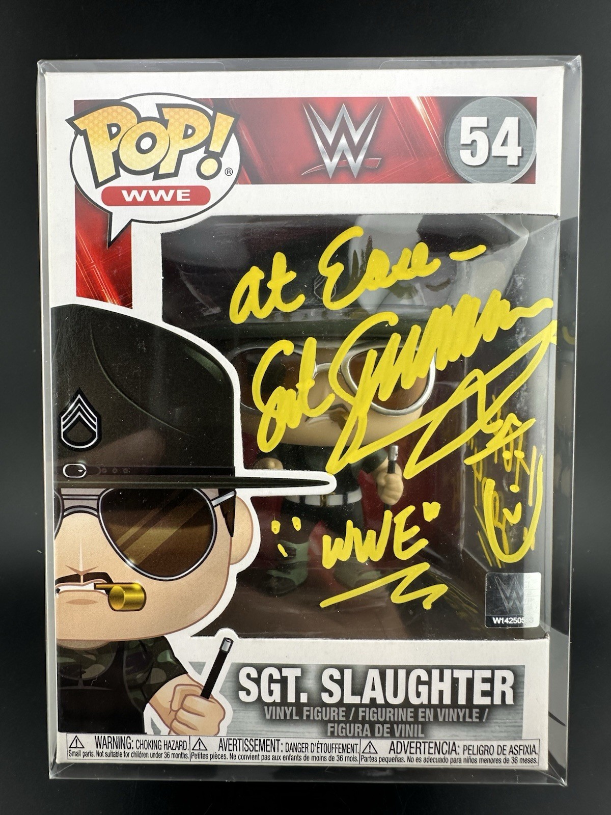 Signed INSCRIBED Sgt. Slaughter G.I. Joe Funko POP Figure 2022 NYCC WWE WWF JSA