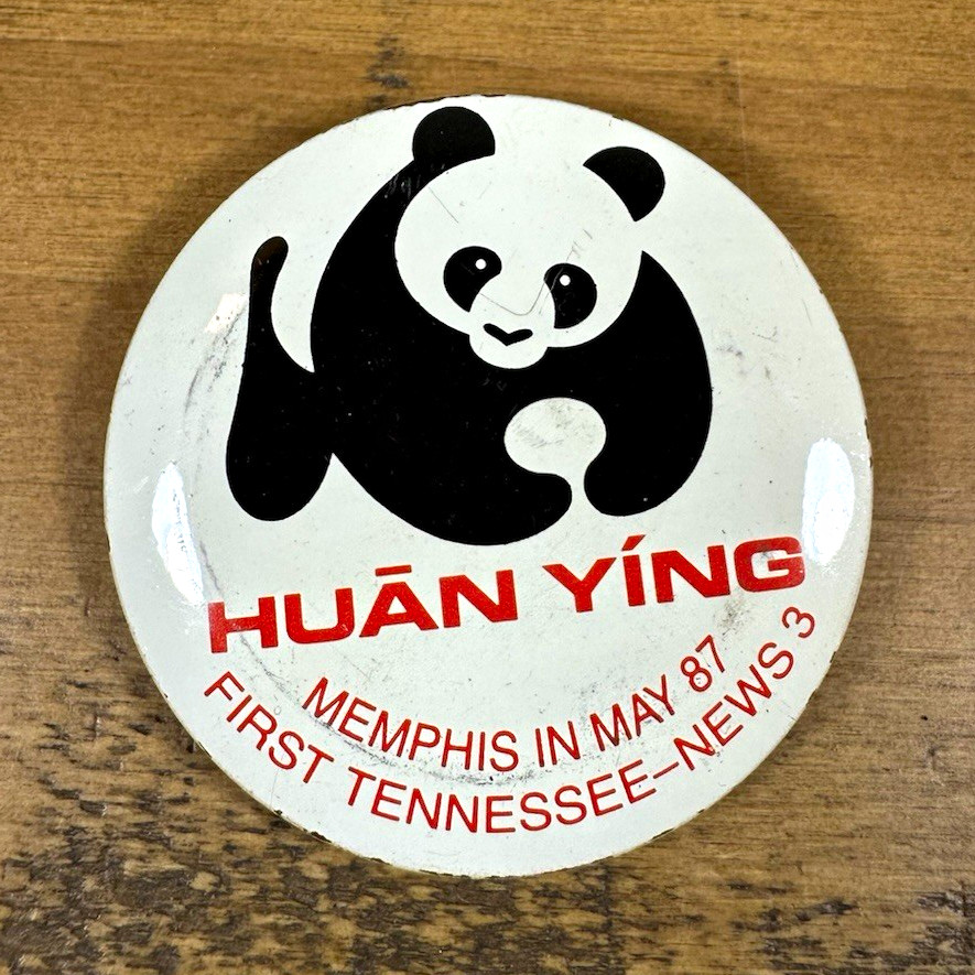 Huan Ying Panda Pinback Button Memphis in May 1987 First Tennessee News 3