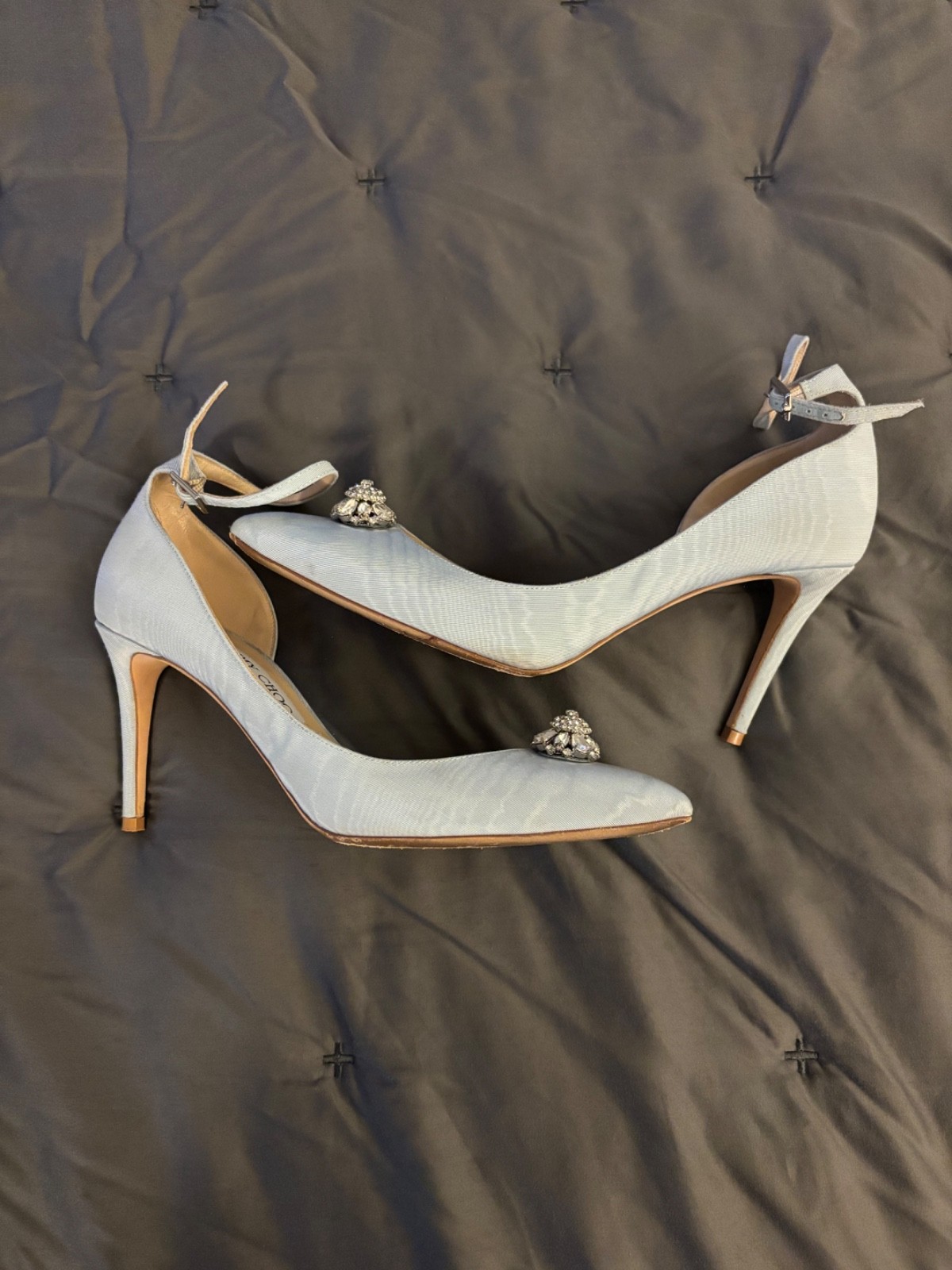 Jimmy Choo Ankle Strap Light Blue D’Orsay Pumps Sz 40
