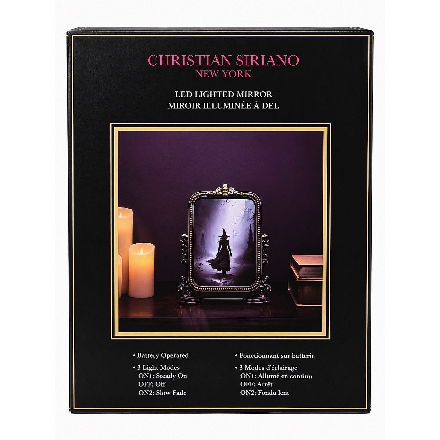 Christian Siriano LED Lighted Halloween Mirror Witch Reveal Tabletop Bronze NIB