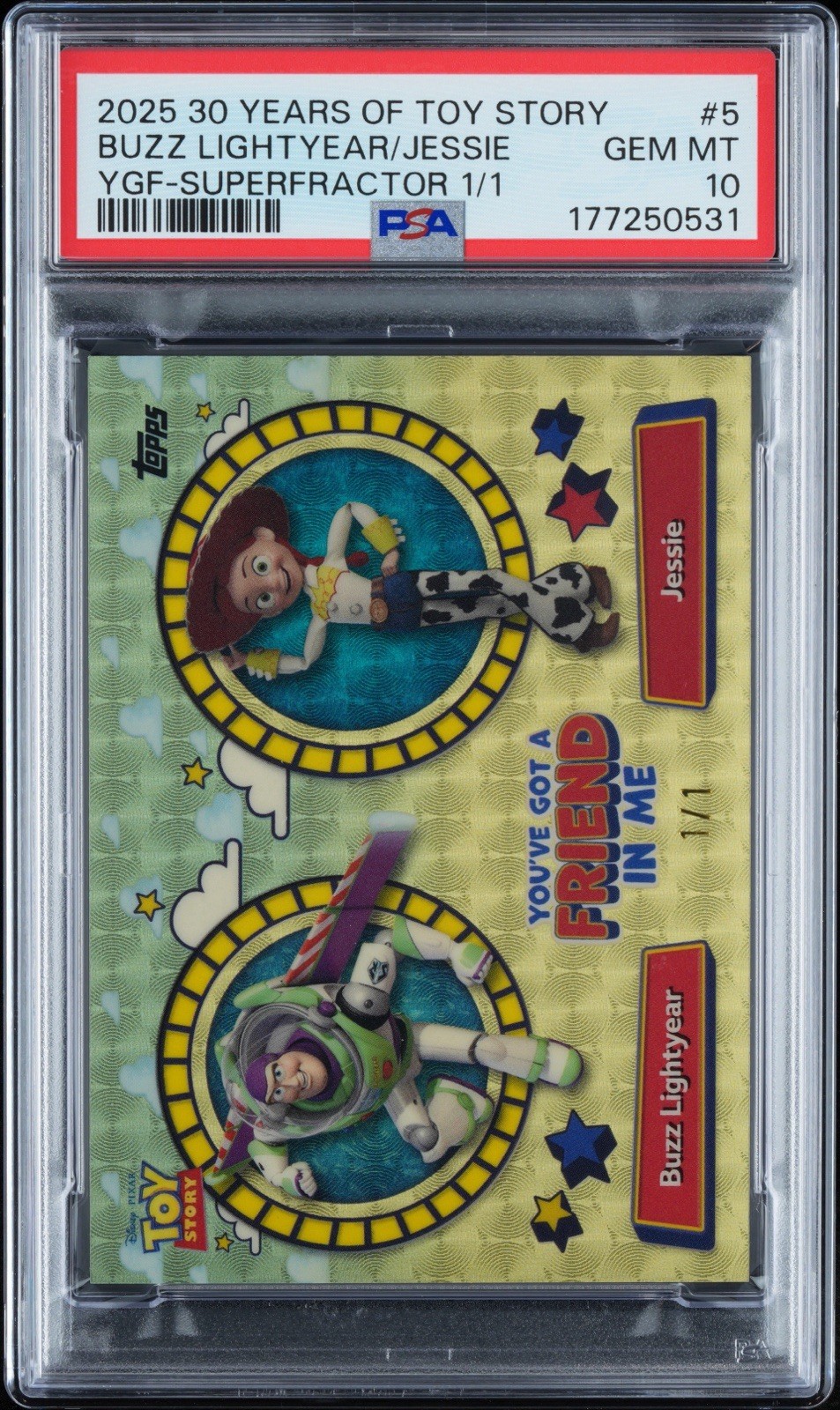 2025 Topps Toy Story Buzz Lightyear & Jessie Superfractor 1/1 #5 PSA 10 Gem Mint