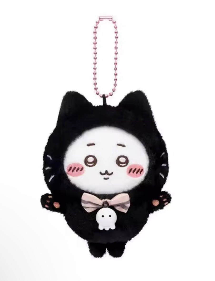 Chiikawa Black Cat (Kuroneko) Halloween Plush Mascot Keychain Cutesy Bag Charm