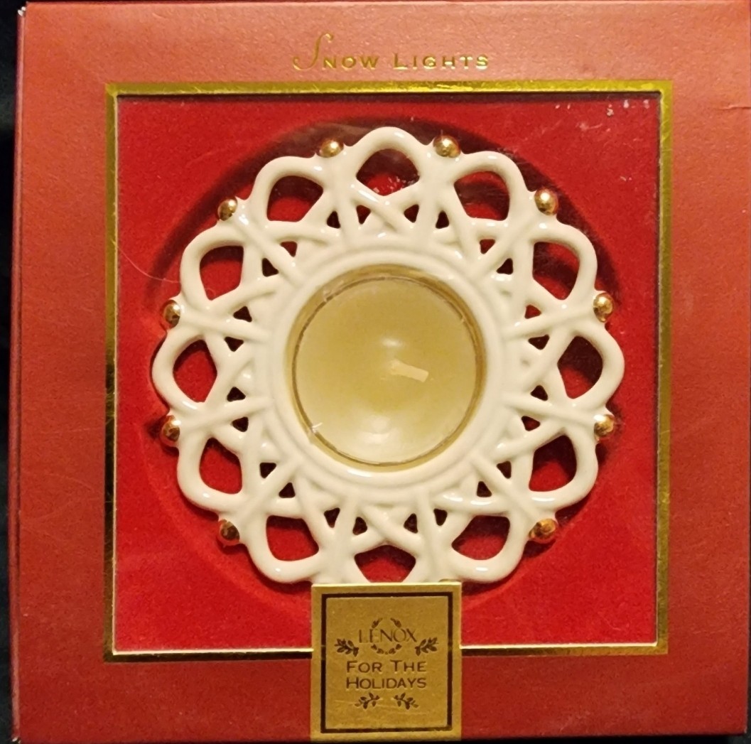Lenox Snow Lights Shimmer Votive Tea Light Candle Holder Snowflake NIB