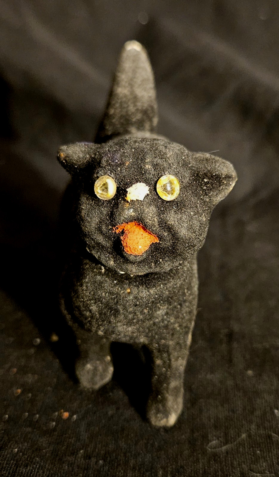 Vintage HALLOWEEN c1910 BLACK CAT CANDY CONTAINER Germany Composite Carpentier
