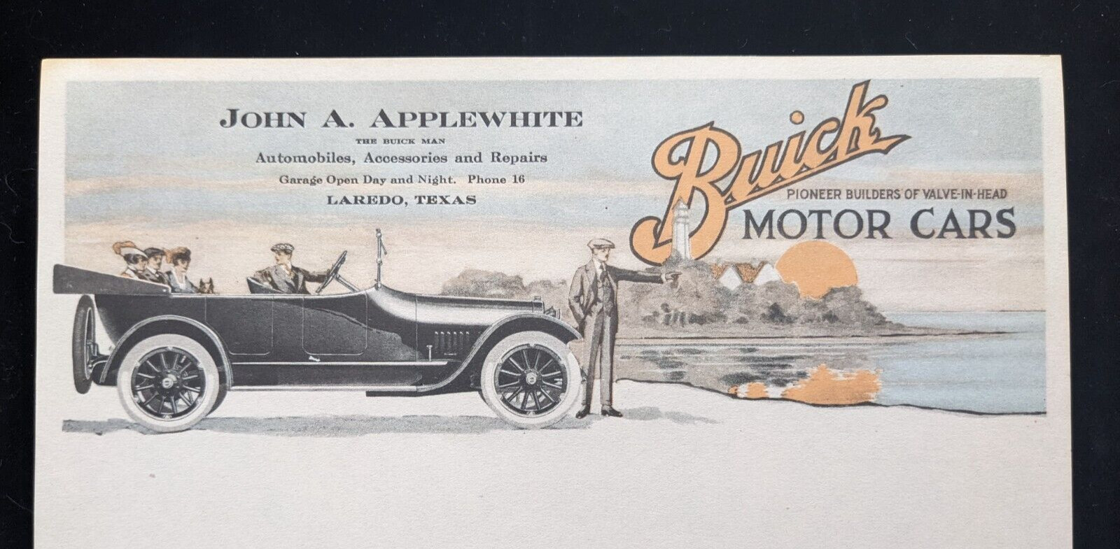 Antique BUICK Motor Cars Letterhead ~ Laredo, Texas Colorful Automobile Graphics