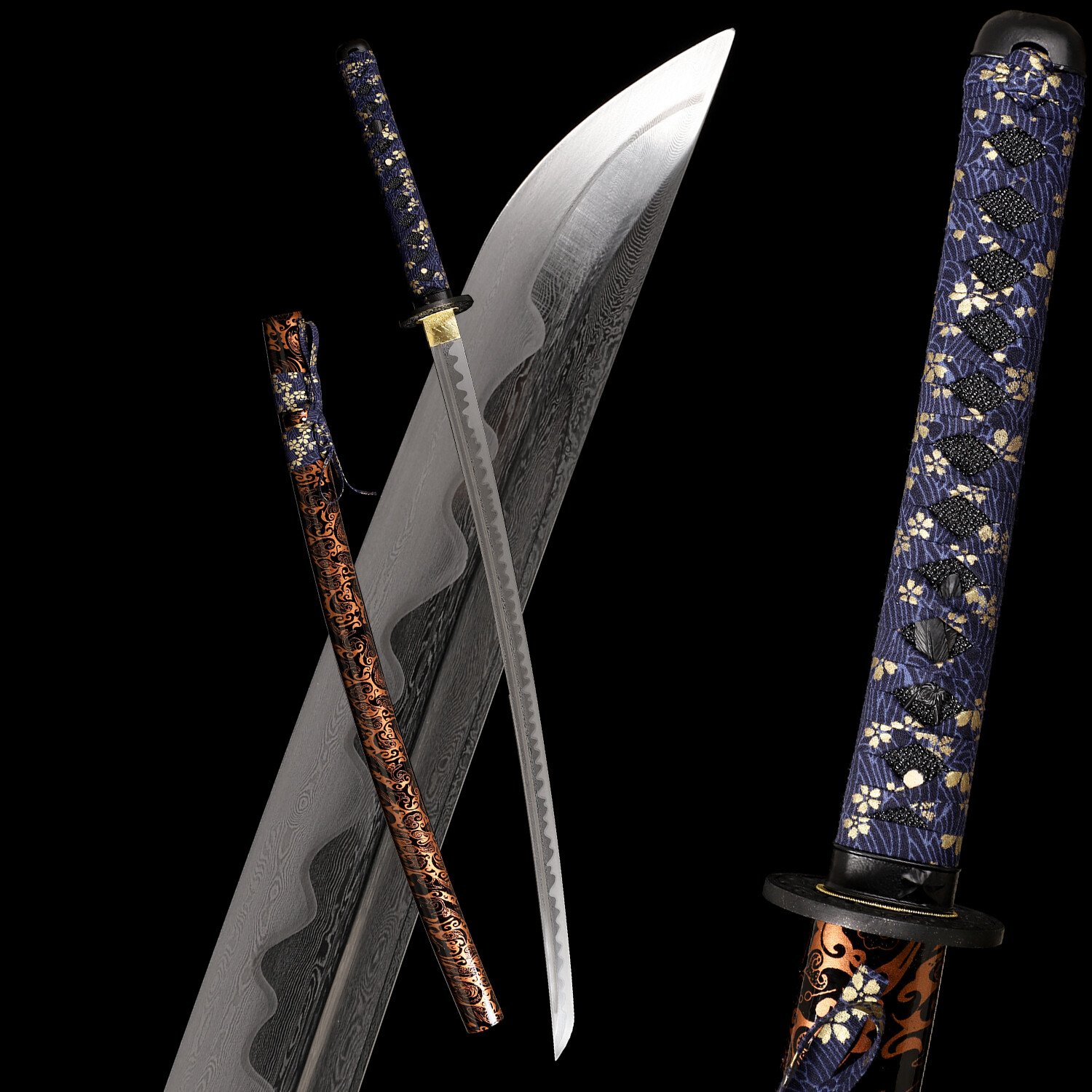 41\'\' Handmade Blade Sharp Katana Japanese Samurai Sword Damascus Folded Steel