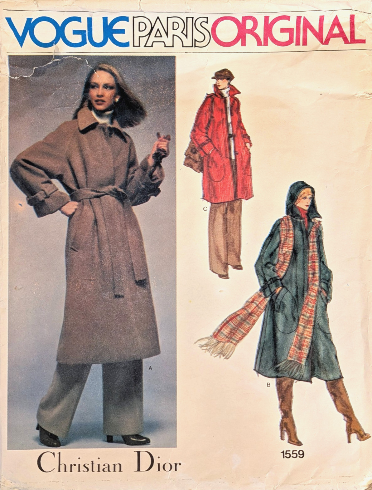 FF Vtg Christian Dior VOGUE PARIS ORIGINAL Women's Coat Pattern SZ 12*B 34 FF Vtg Christian Dior VOGUE PARIS ORIGINAL Women's Coat Pattern SZ 12*B 34
