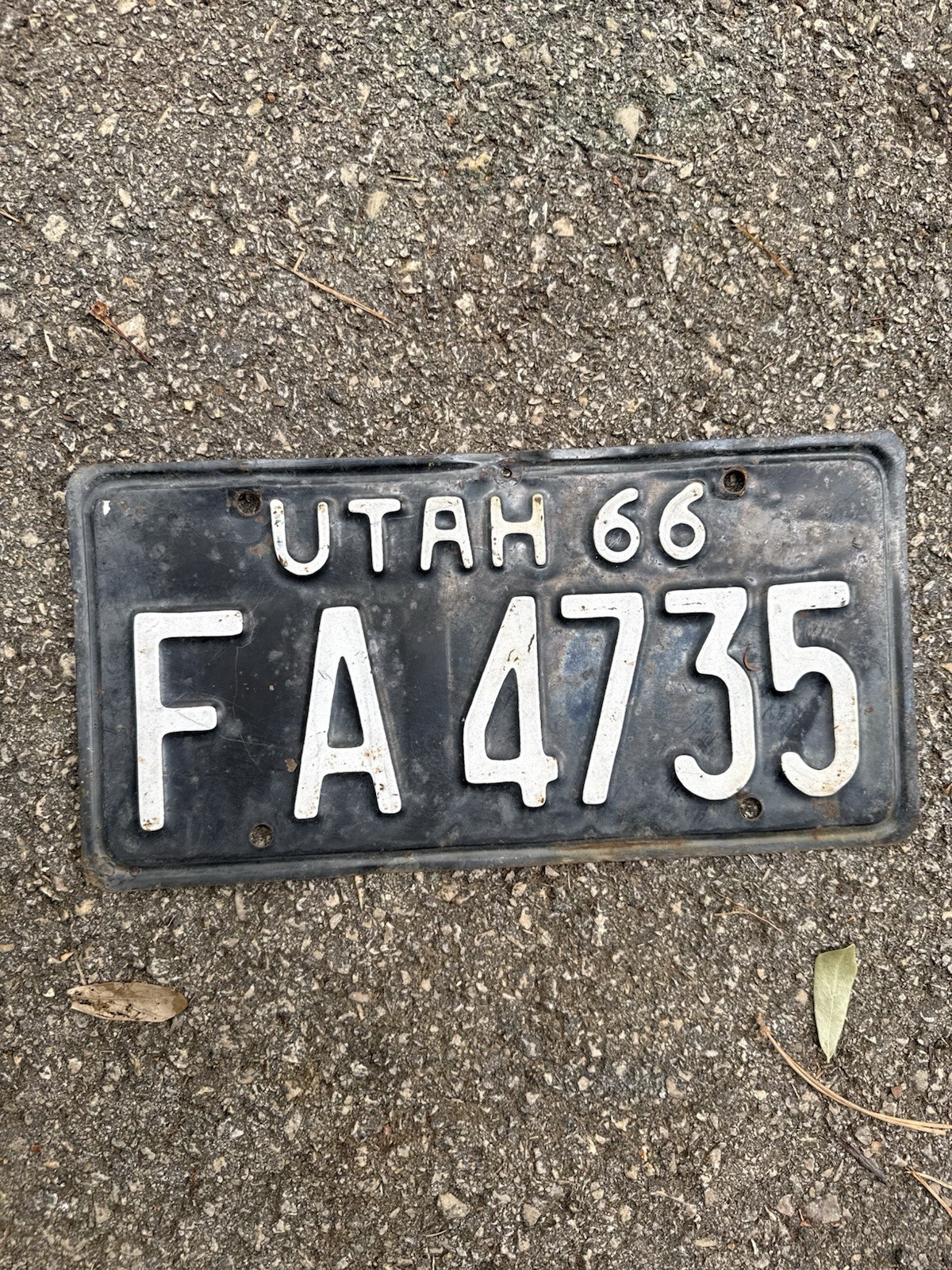 1966 Utah License Plate, Plate Number 150 230, Black and White, Single Plate
