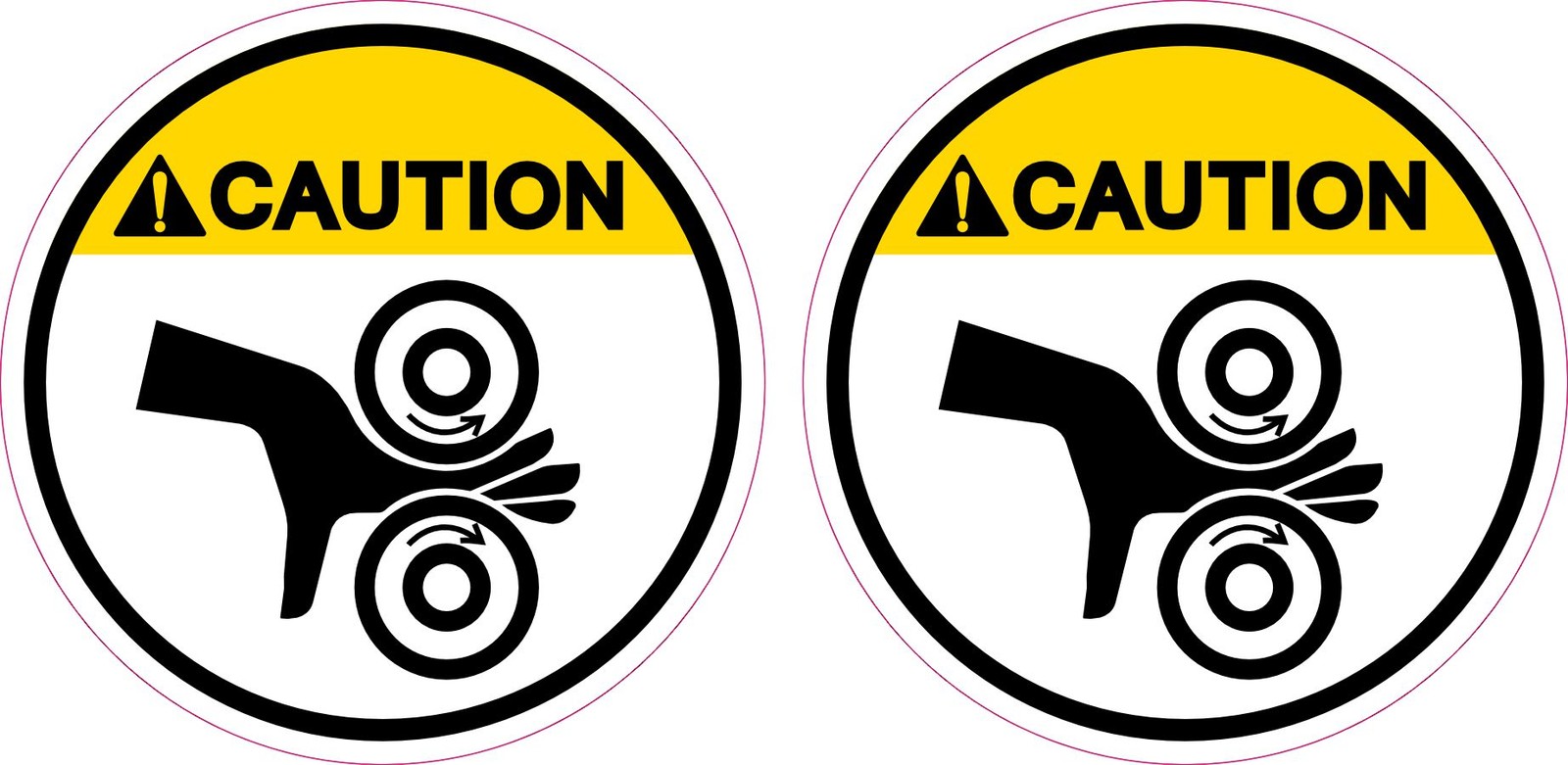 StickerTalk Hand Entanglement Rollers Caution Vinyl Stickers 3x3