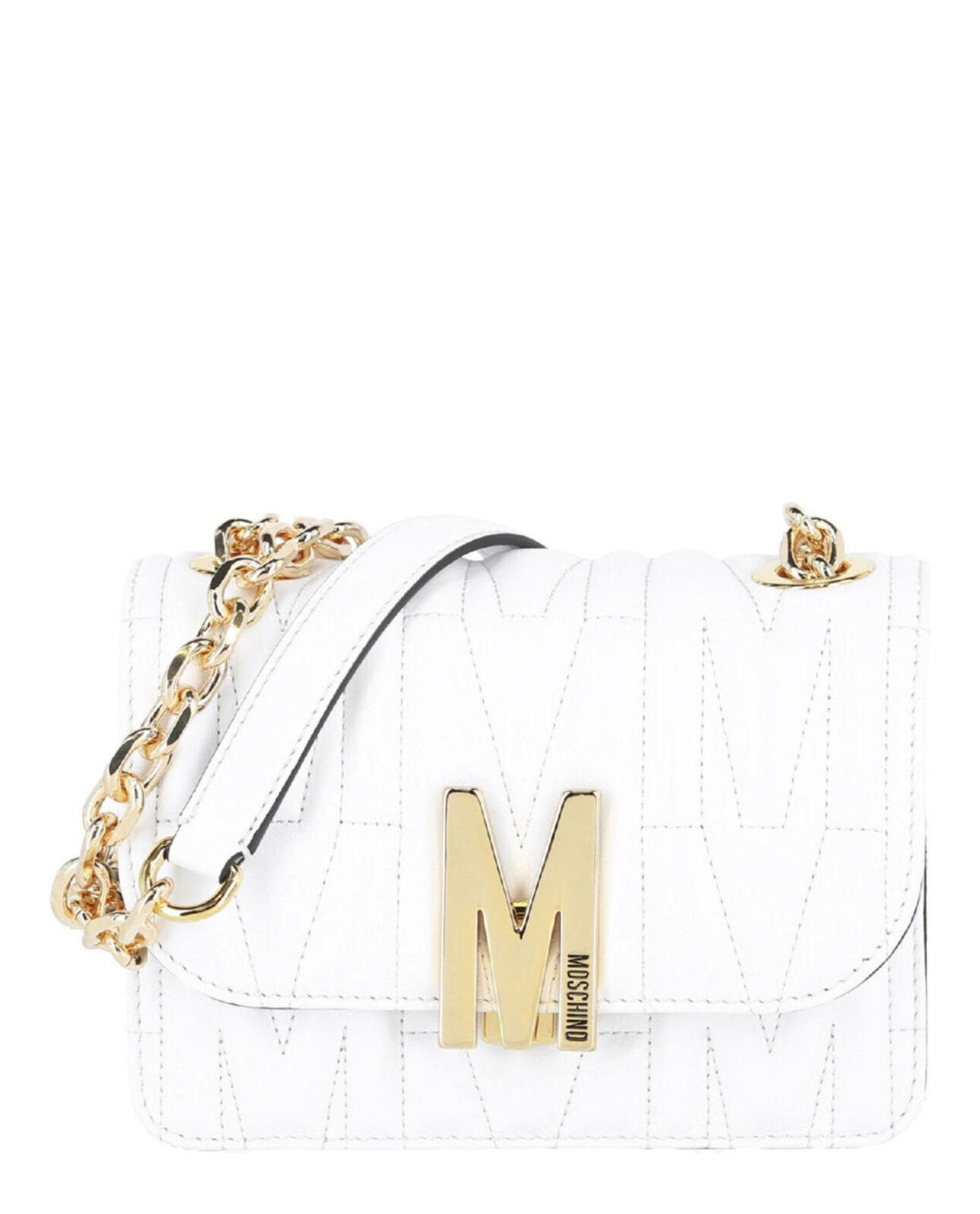 Moschino Womens Quilted M Leather Crossbody Bag