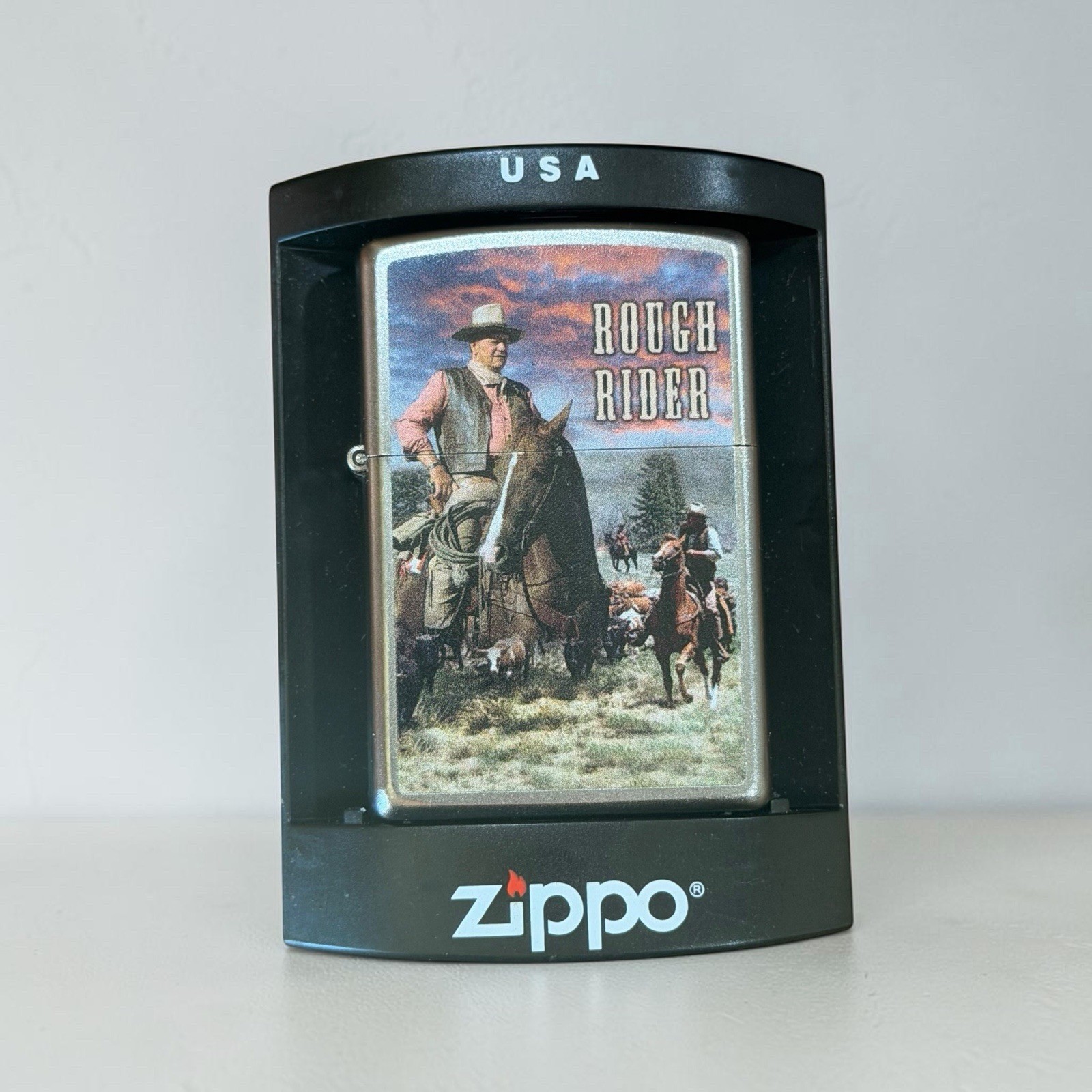 The Bradford Exchange Limited Production John Wayne Rough Rider Zippo Lighter