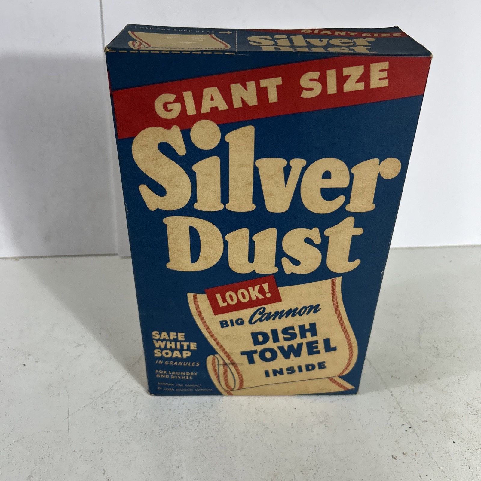 Vtg Unopened Box Silver Dust Lever Bros. Safe White Soap w/ Cannon Face Cloth