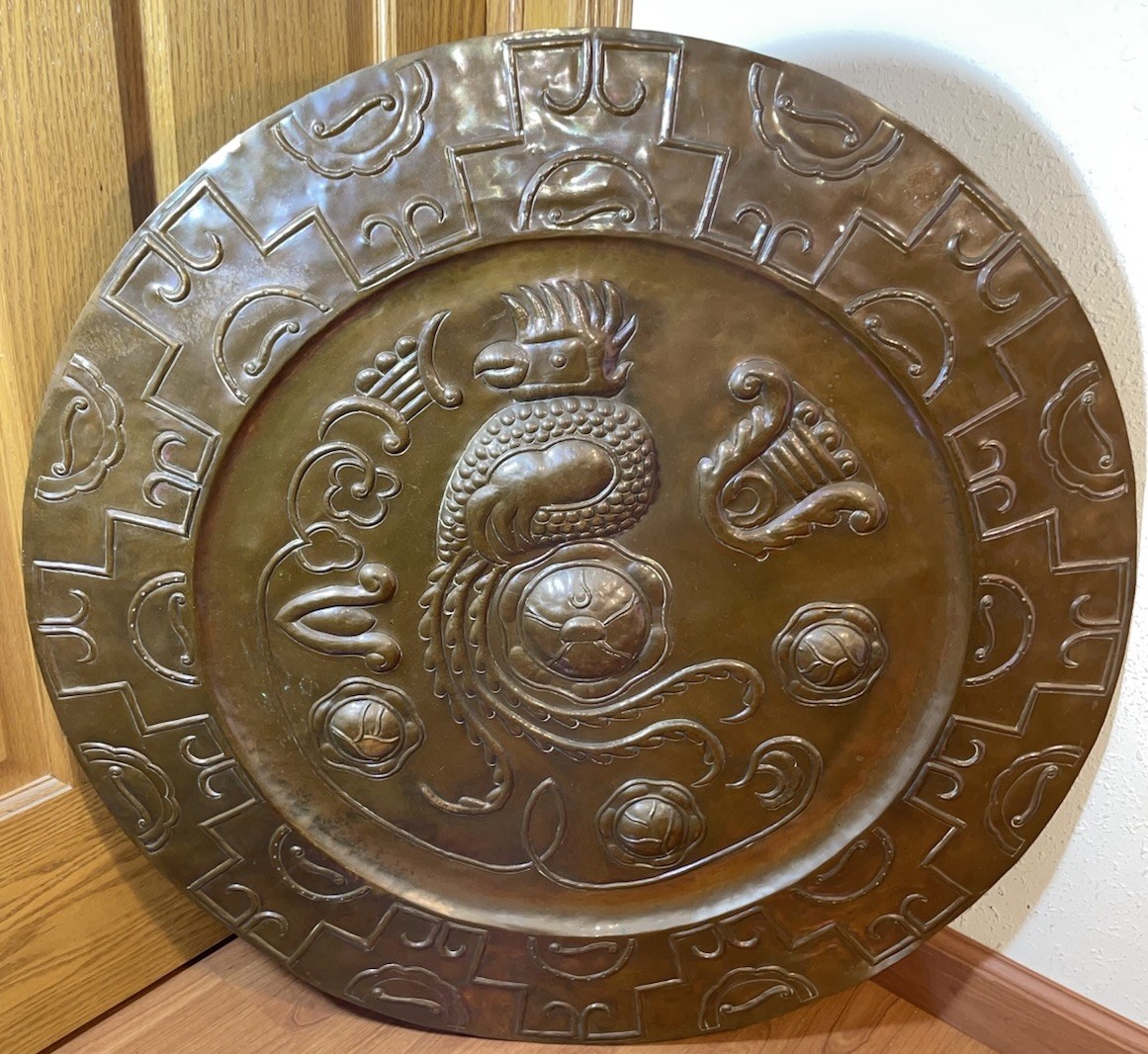 Huge 30” Round 10 Lb Copper 3D Hanging Bird Wall Art Rare Vintage Collectible
