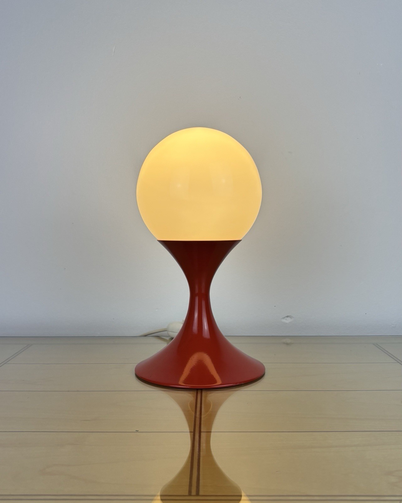 Vintage Table Lamp 1970s Pop Art Space Age Mid Century Sculptural Metal Red