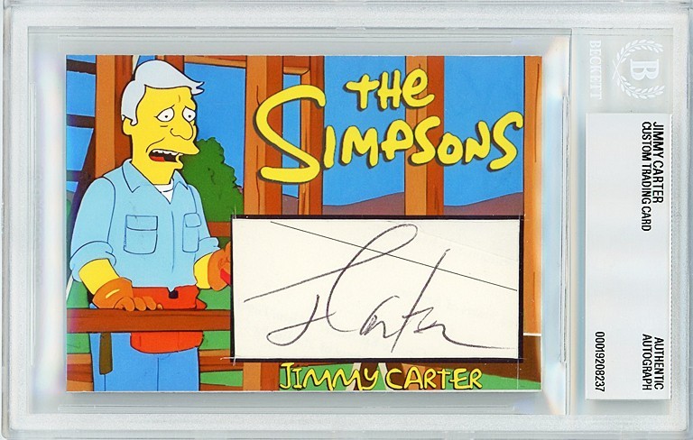 THE SIMPSONS -PRESIDENT JIMMY CARTER- BECKETT Signed/Autograph/Auto Cartoon Card