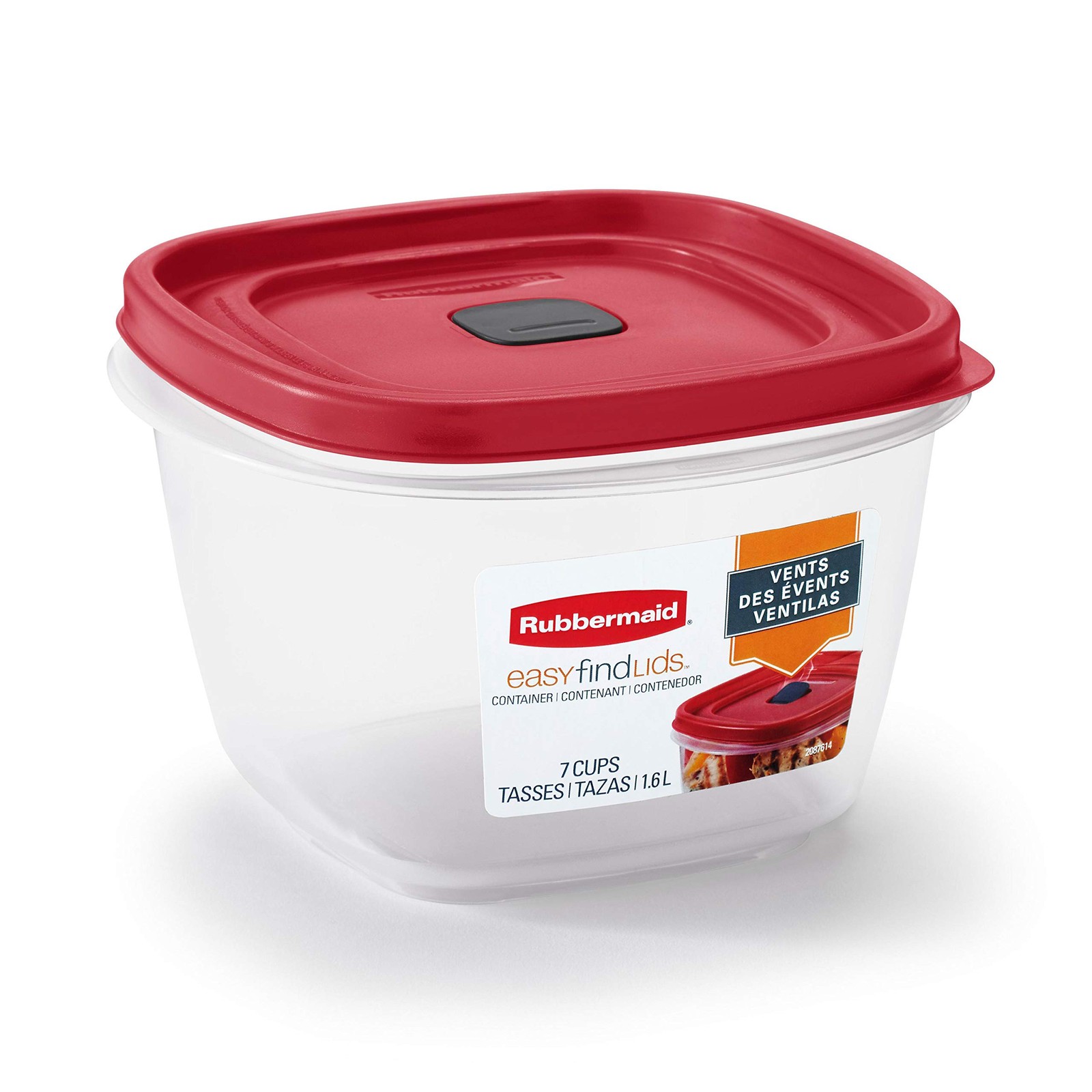 Rubbermaid Easy Find Vented Lid Food Storage Containers 7-Cup Red 7 Cup,