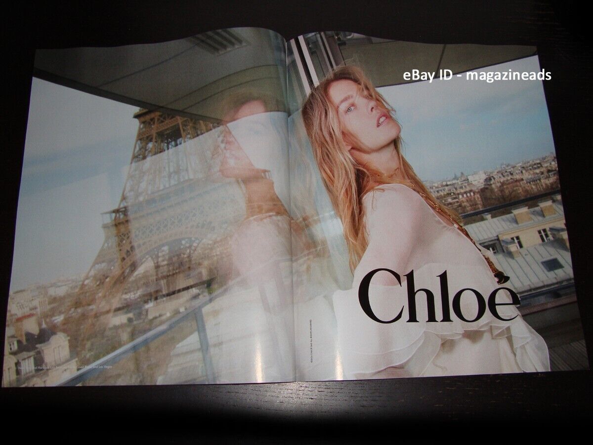 CHLOE 2-Page PRINT AD Spring 2024 NATALIA VODIANOVA Eiffel Tower PARIS