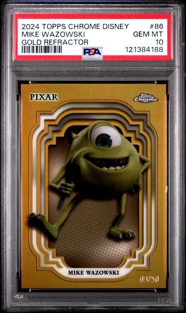 2024 Topps Chrome Disney #86 Mike Wazowski Gold /50 PSA 10 - MONSTERS INC- POP 7