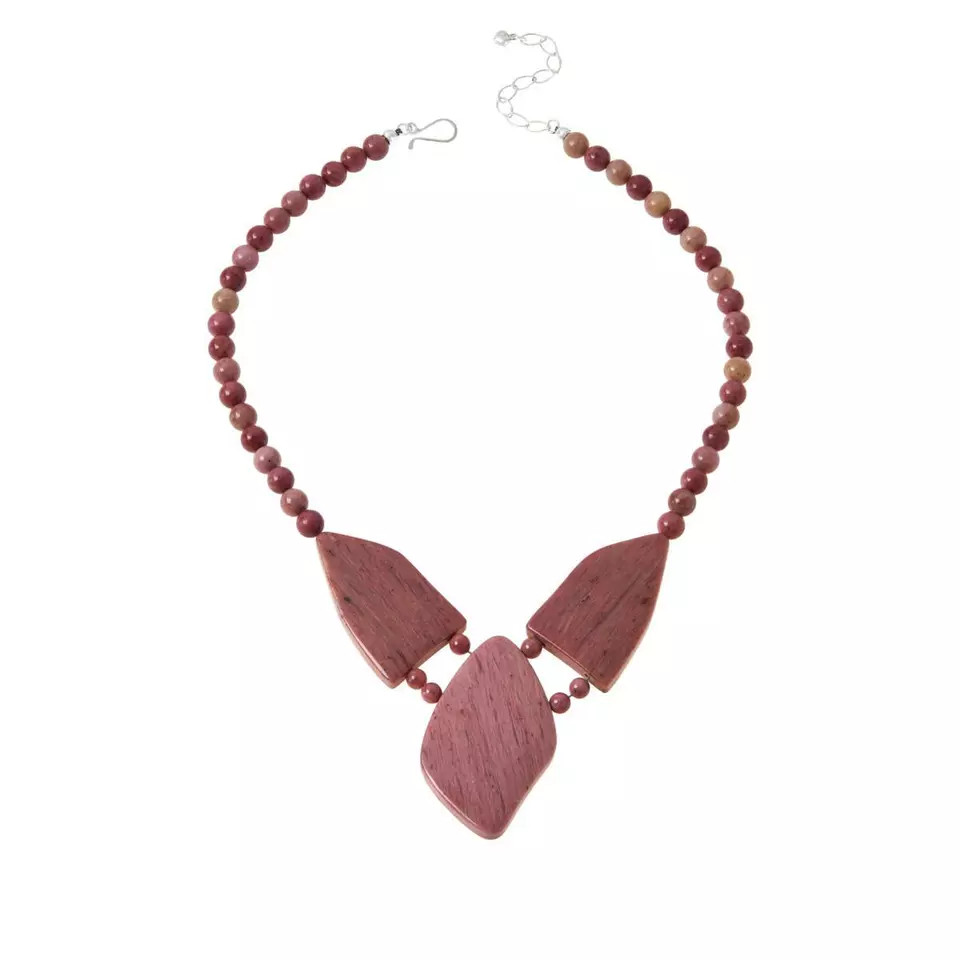 Jay King Sterling Silver Mauvewood Jasper Necklace. 17-1/2
