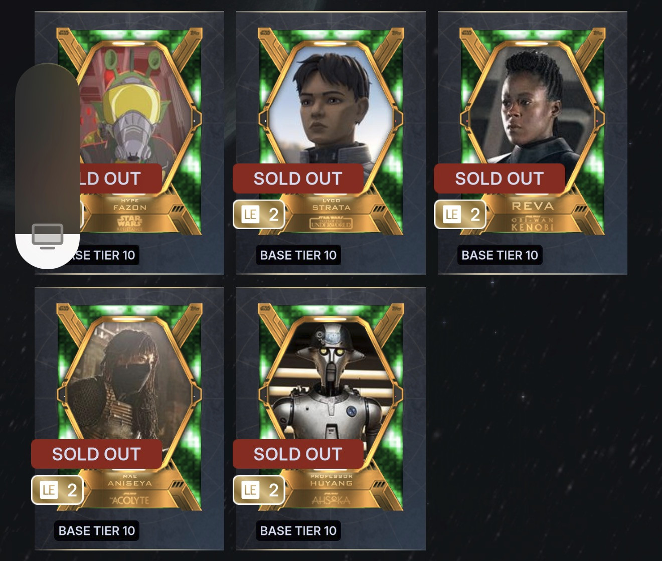 Star Wars Card Trader 2CC 2026 Tier 10s - 5 Cards