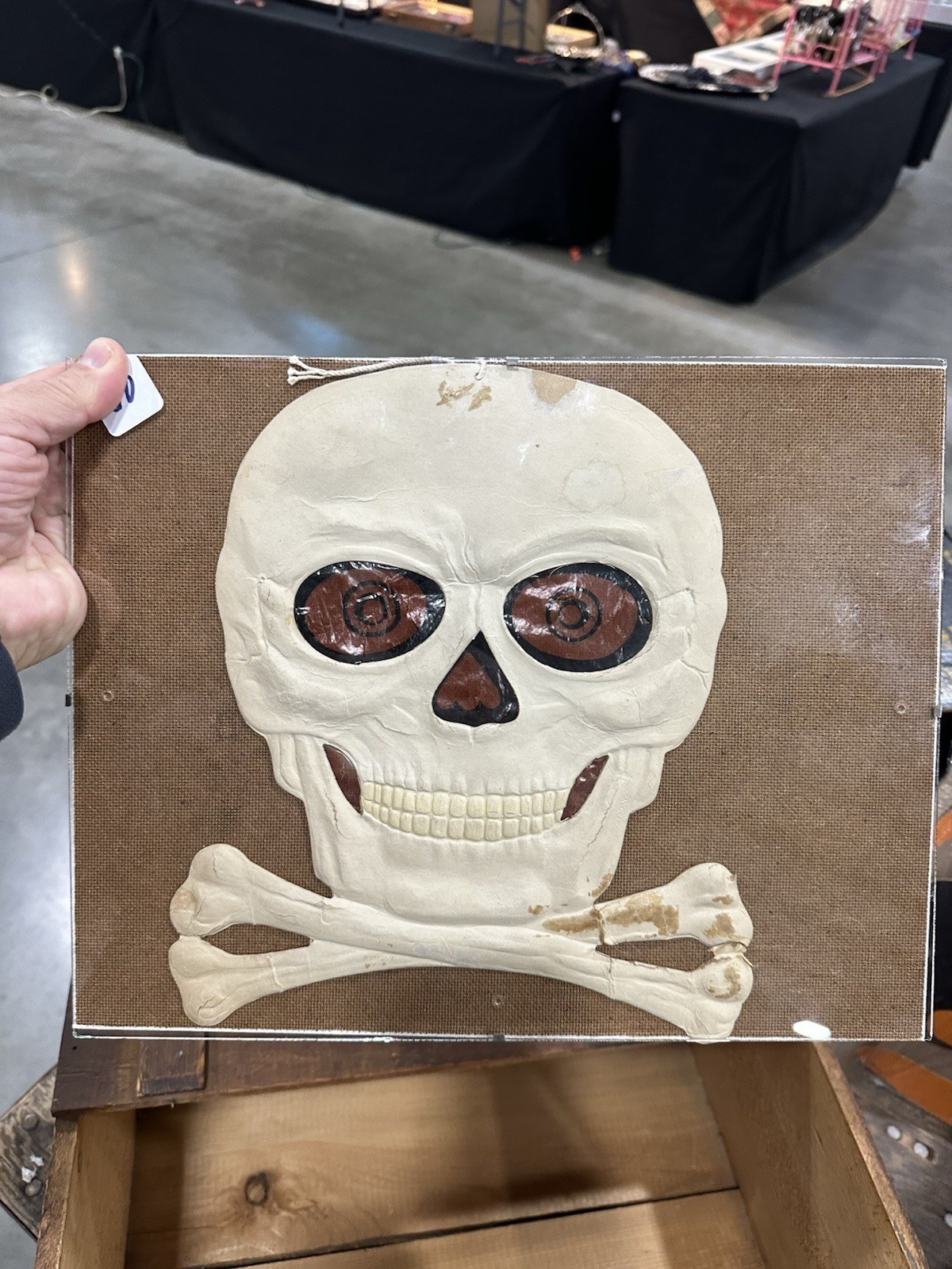 Antique Vintage Halloween German Embossed Skull Die Cut Decoration 1920s