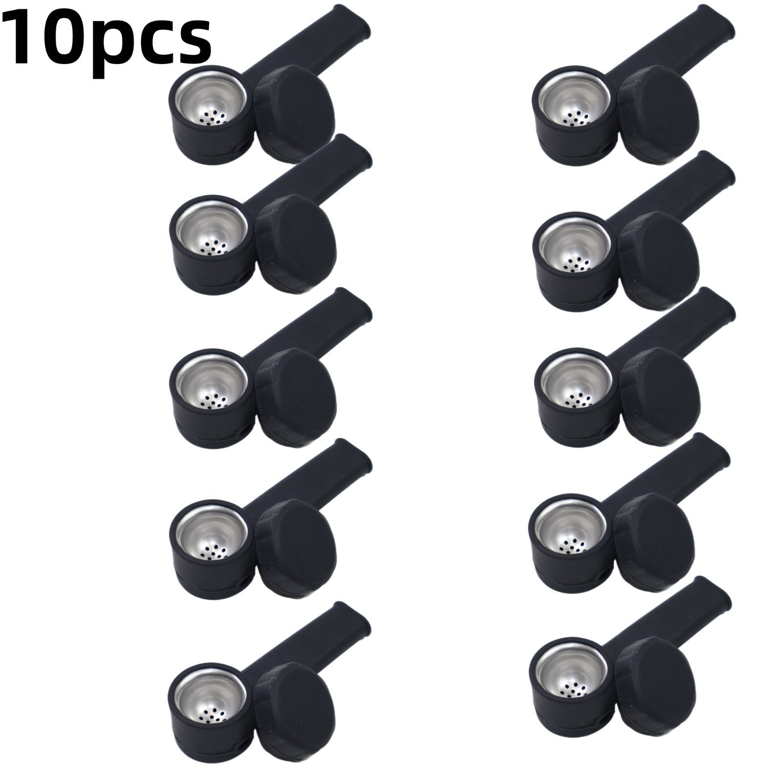 10X Portable Silicone Pipe Stainless Bowl With Lid Easy Clean Hand Pipe🔥