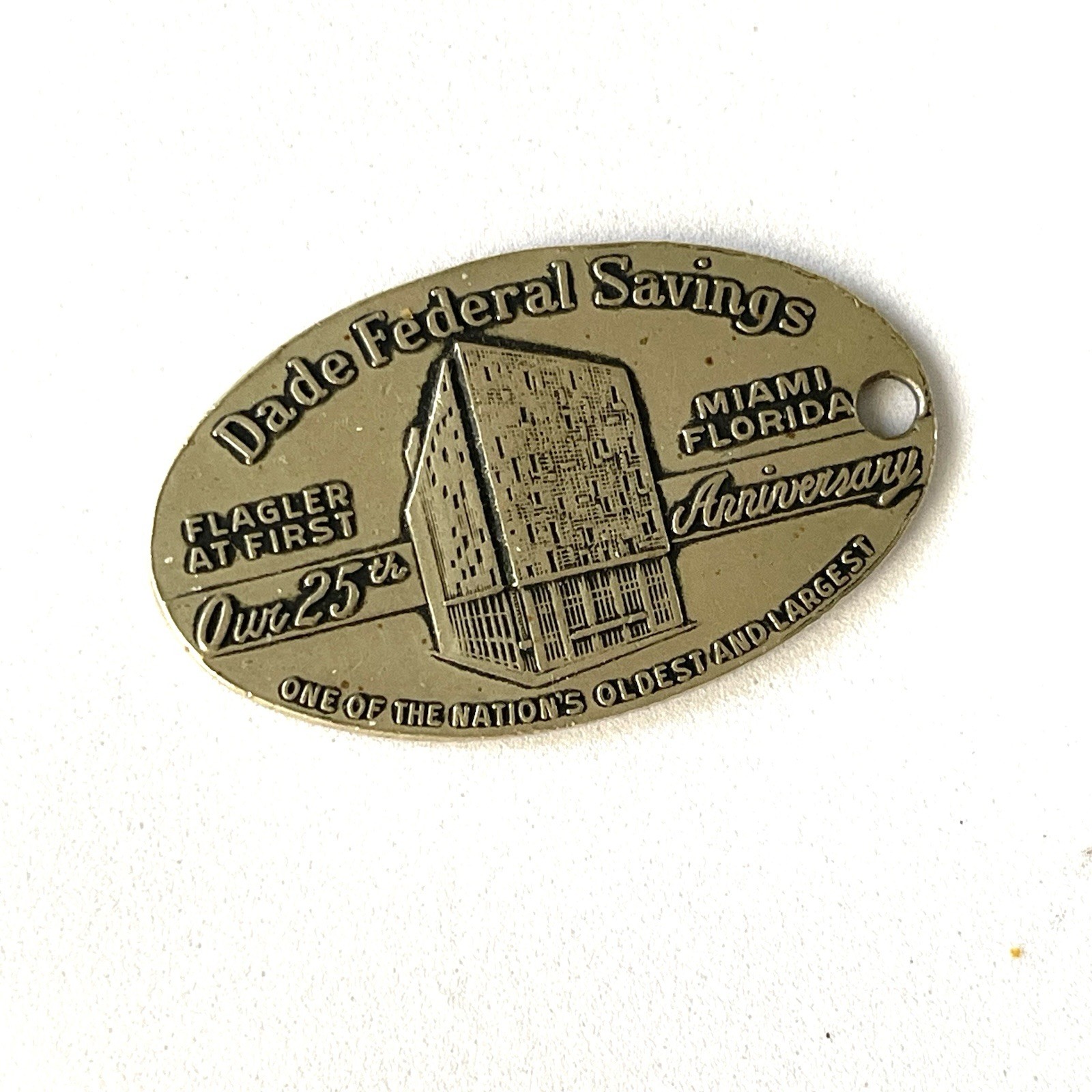 1961 DADE FEDERAL SAVINGS & LOAN Key Ring,  FLAGLER & FIRST Miami, FL #7605