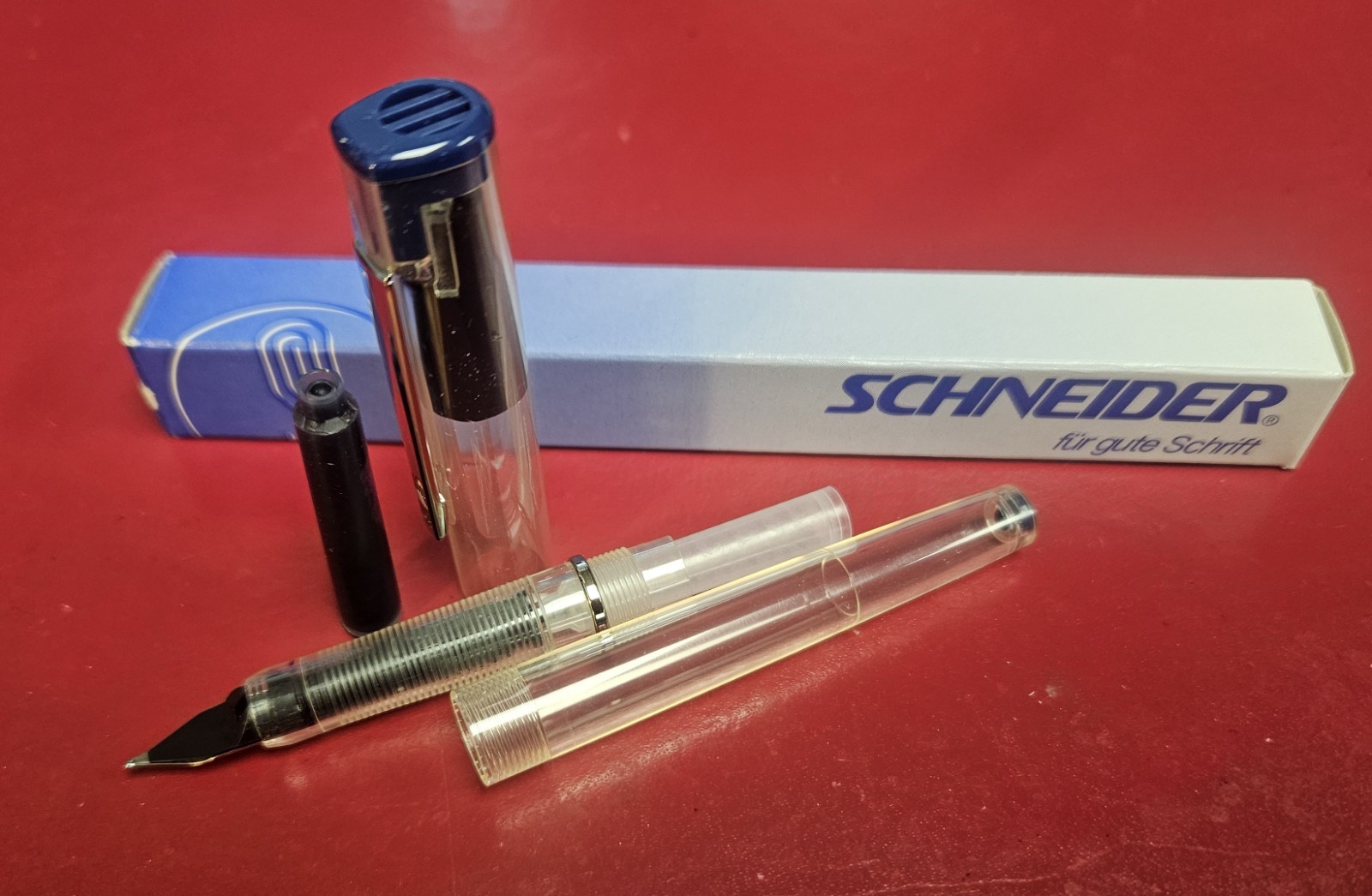 Vintage  Rare Schneider Scribant, Clear Fountain Pen , Med PT, c. 1994 - 6827
