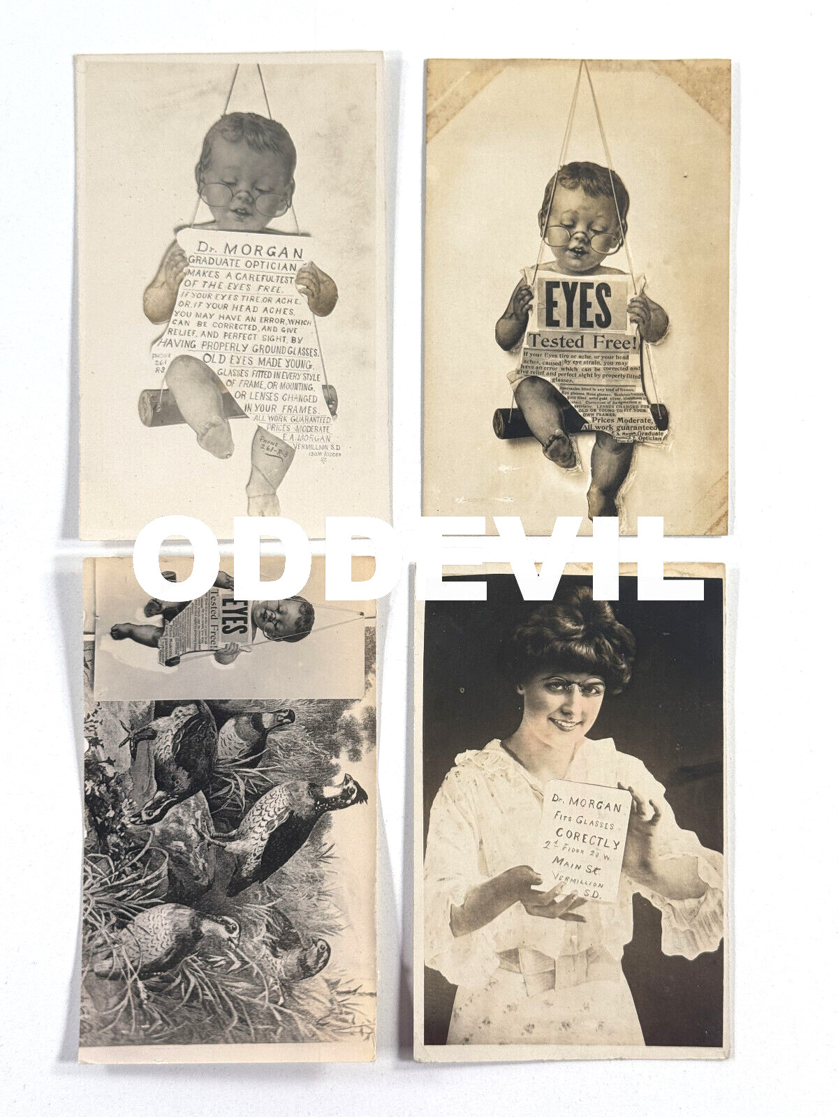 RARE Dr. Morgan Optician EYES Advertising photo postcard RPPC Vermillion SD